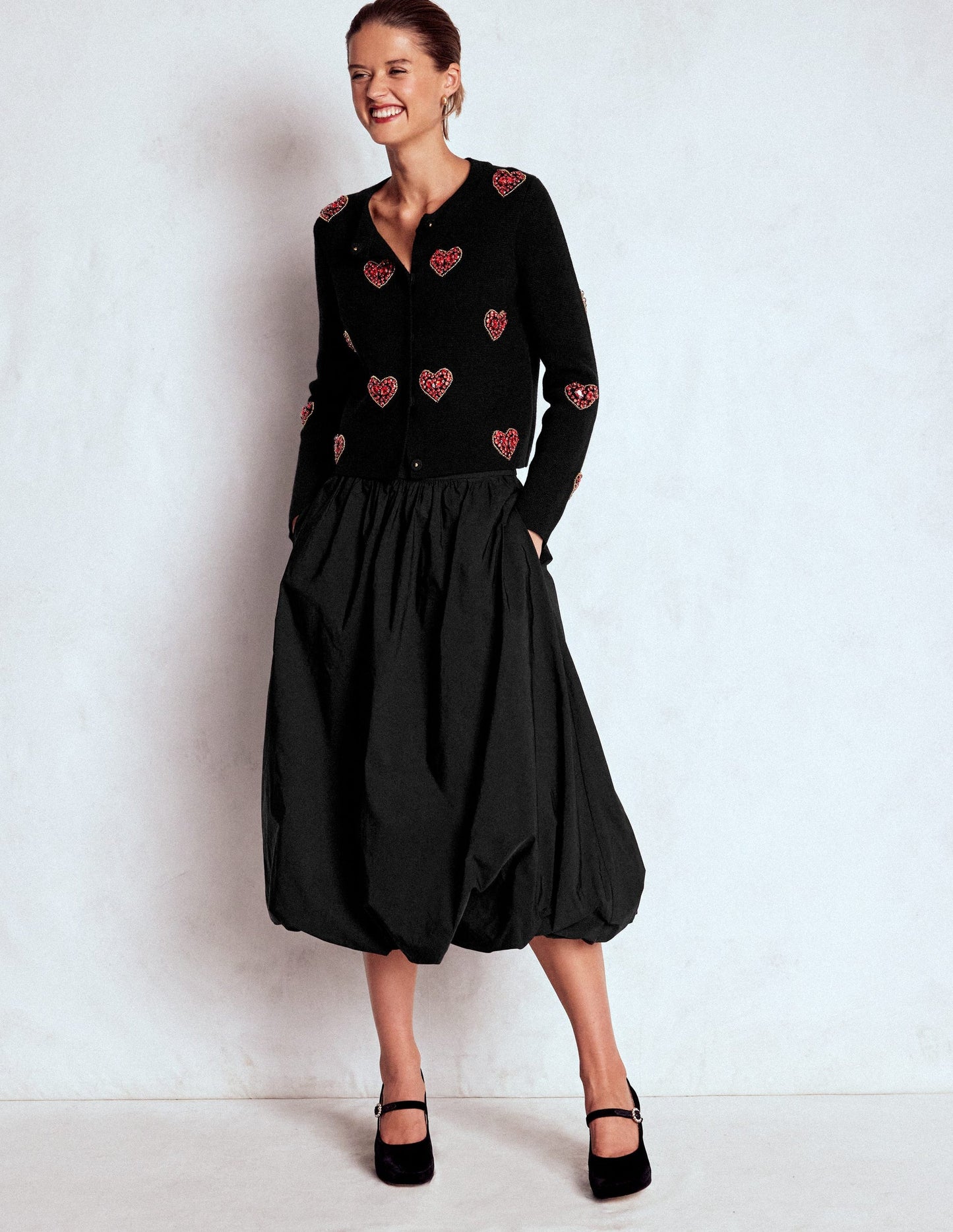 Bubble Hem Midi Skirt