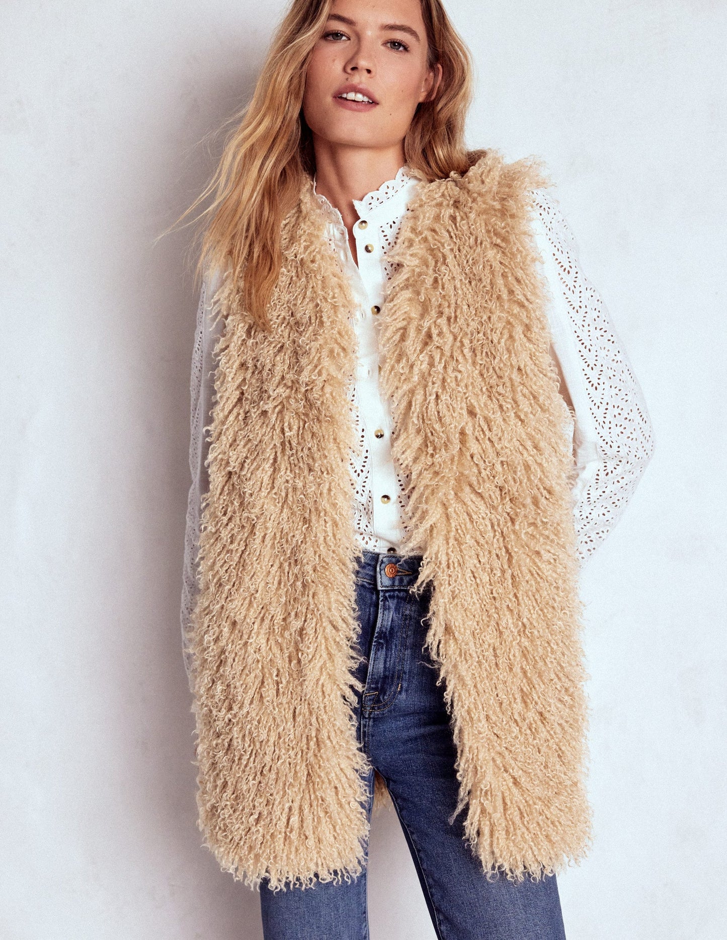 Faux Fur Long Gilet