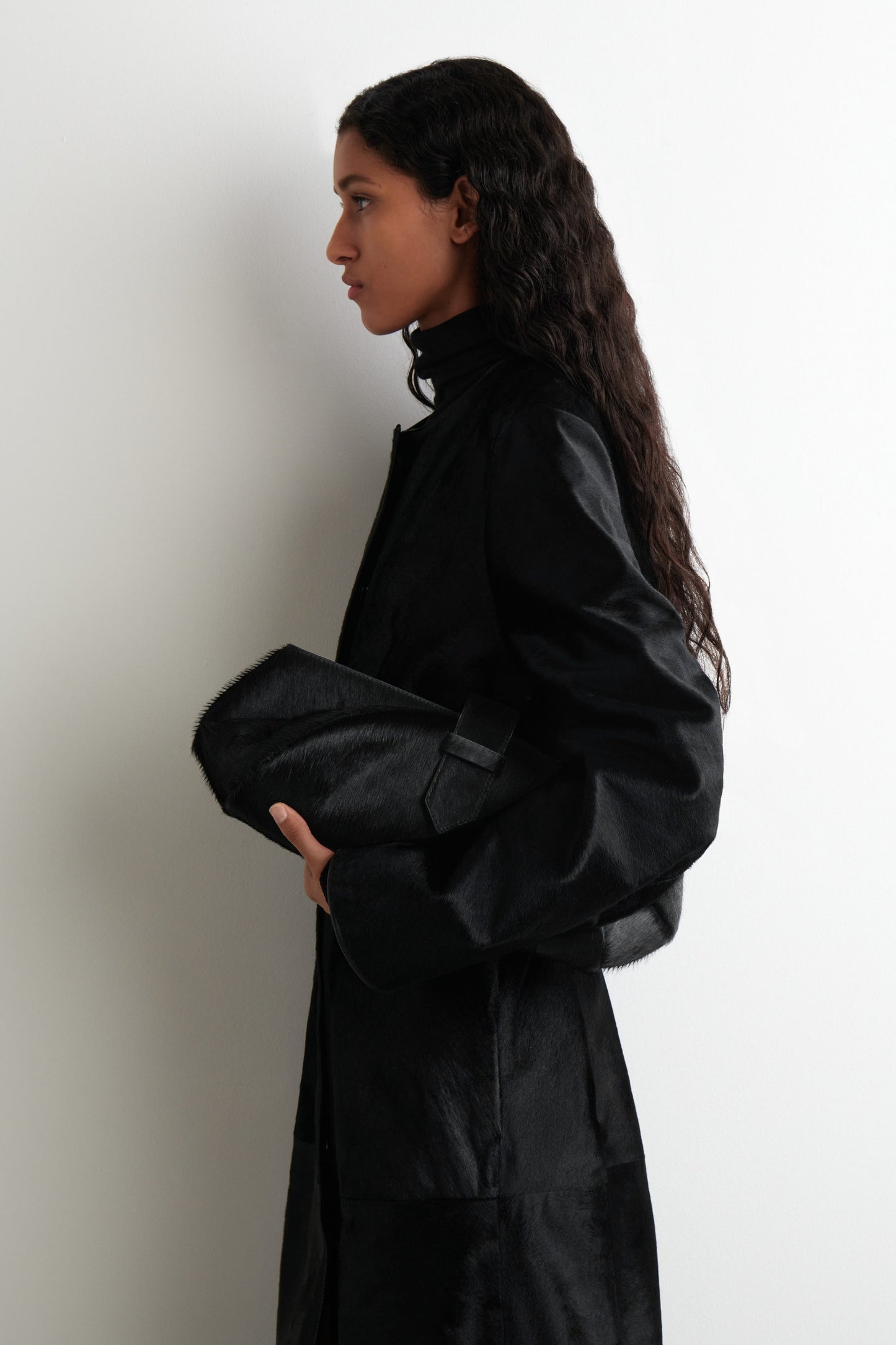 Belted Pony Hair Clutch Bag