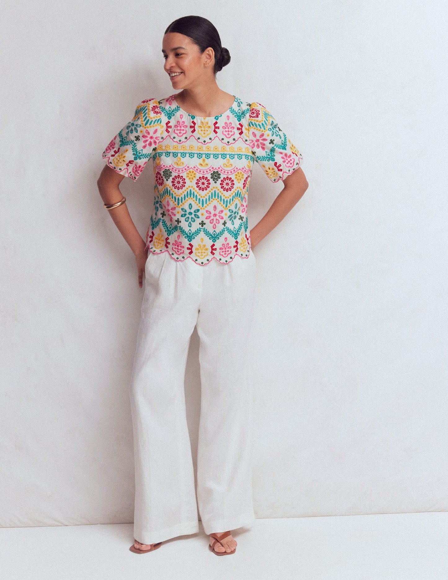 Linen Puff Sleeve Top