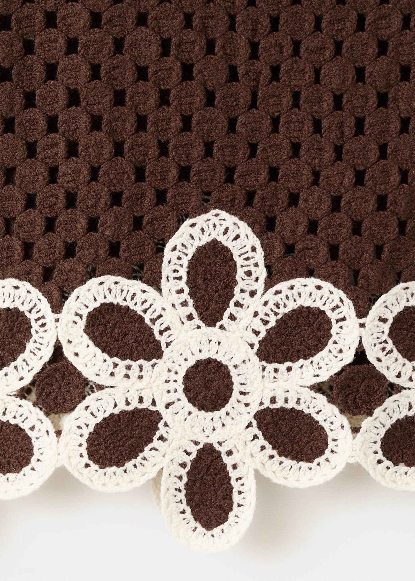 Floral-embroidered crochet top