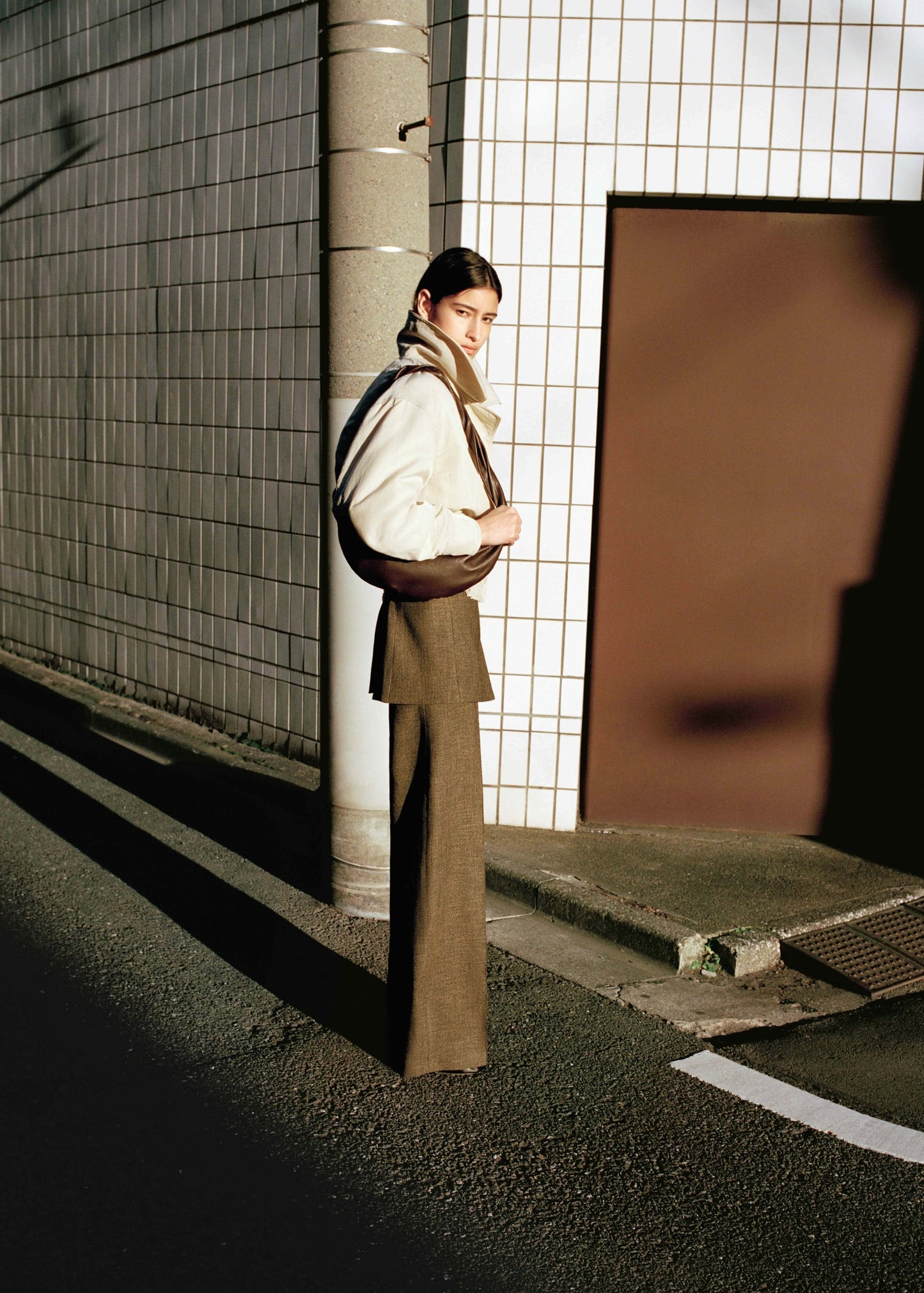 Oversized jacket with gathered waist