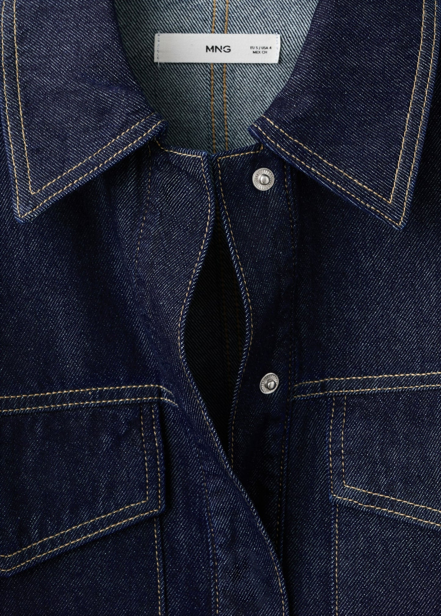 Denim shirt with flap pockets
