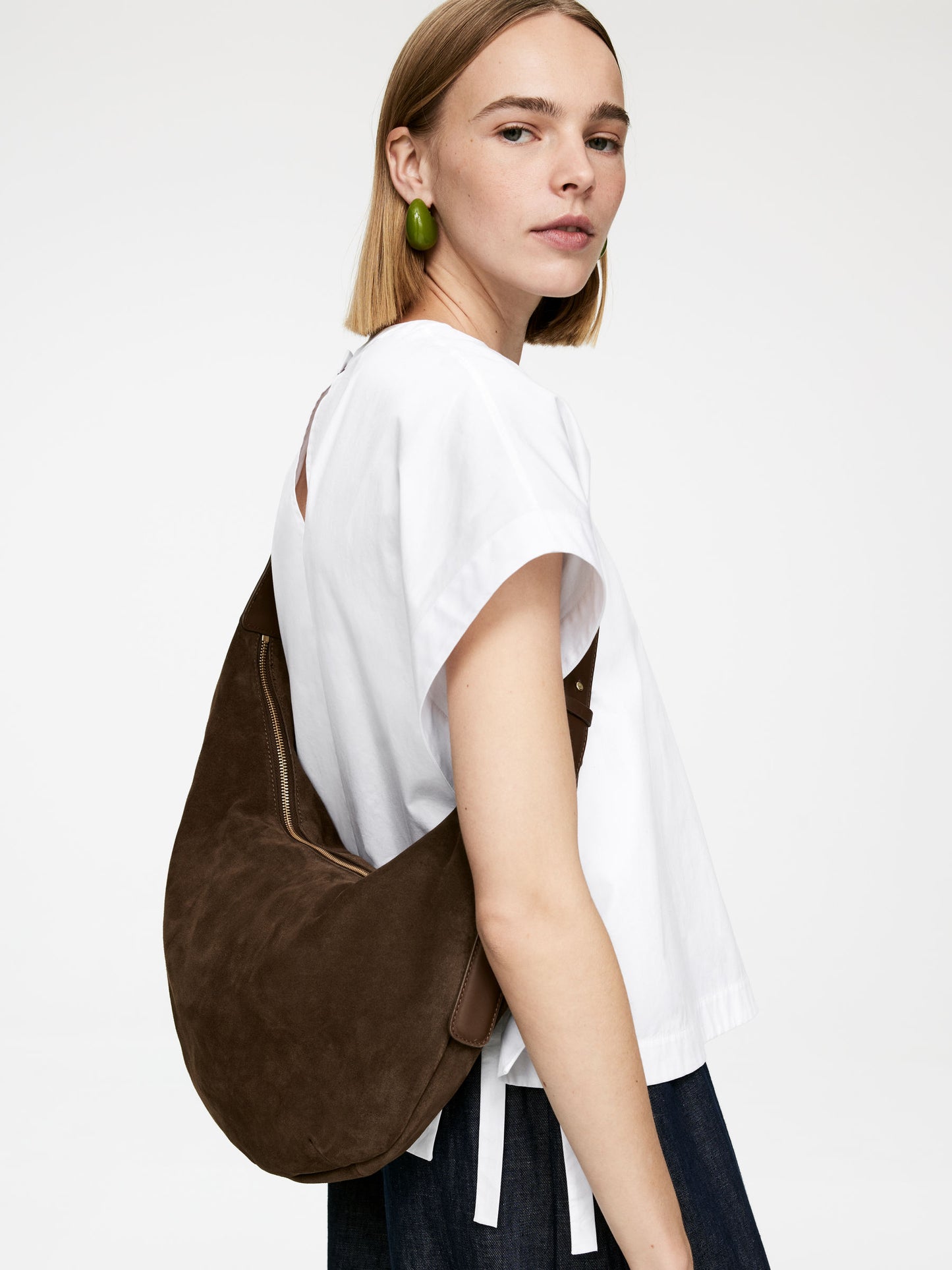 Curved Suede Bag