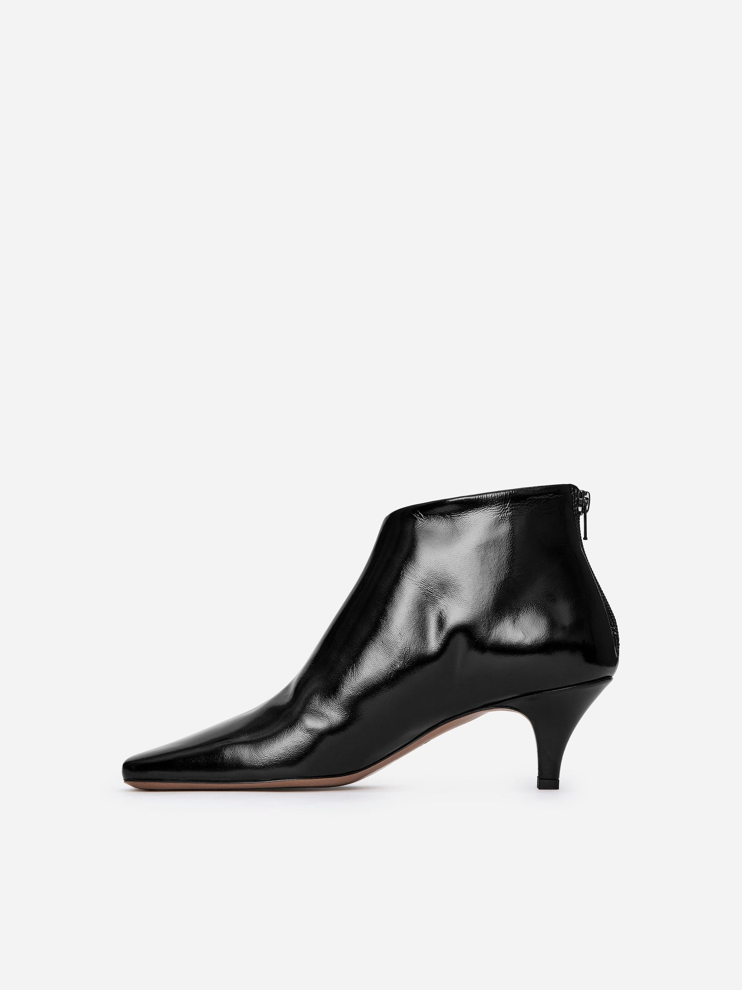 Glossy Leather Ankle Boots