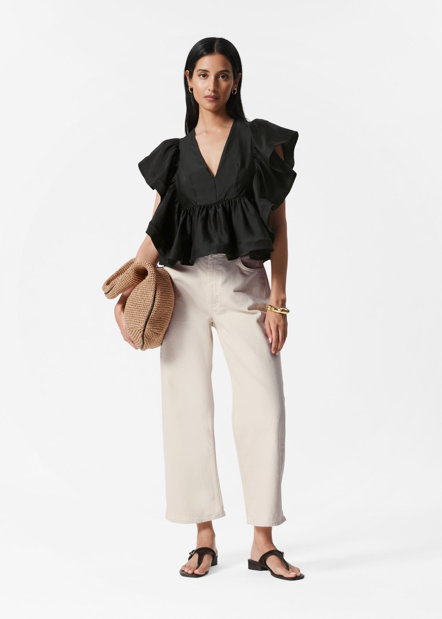 Ruffle V-Neck Blouse