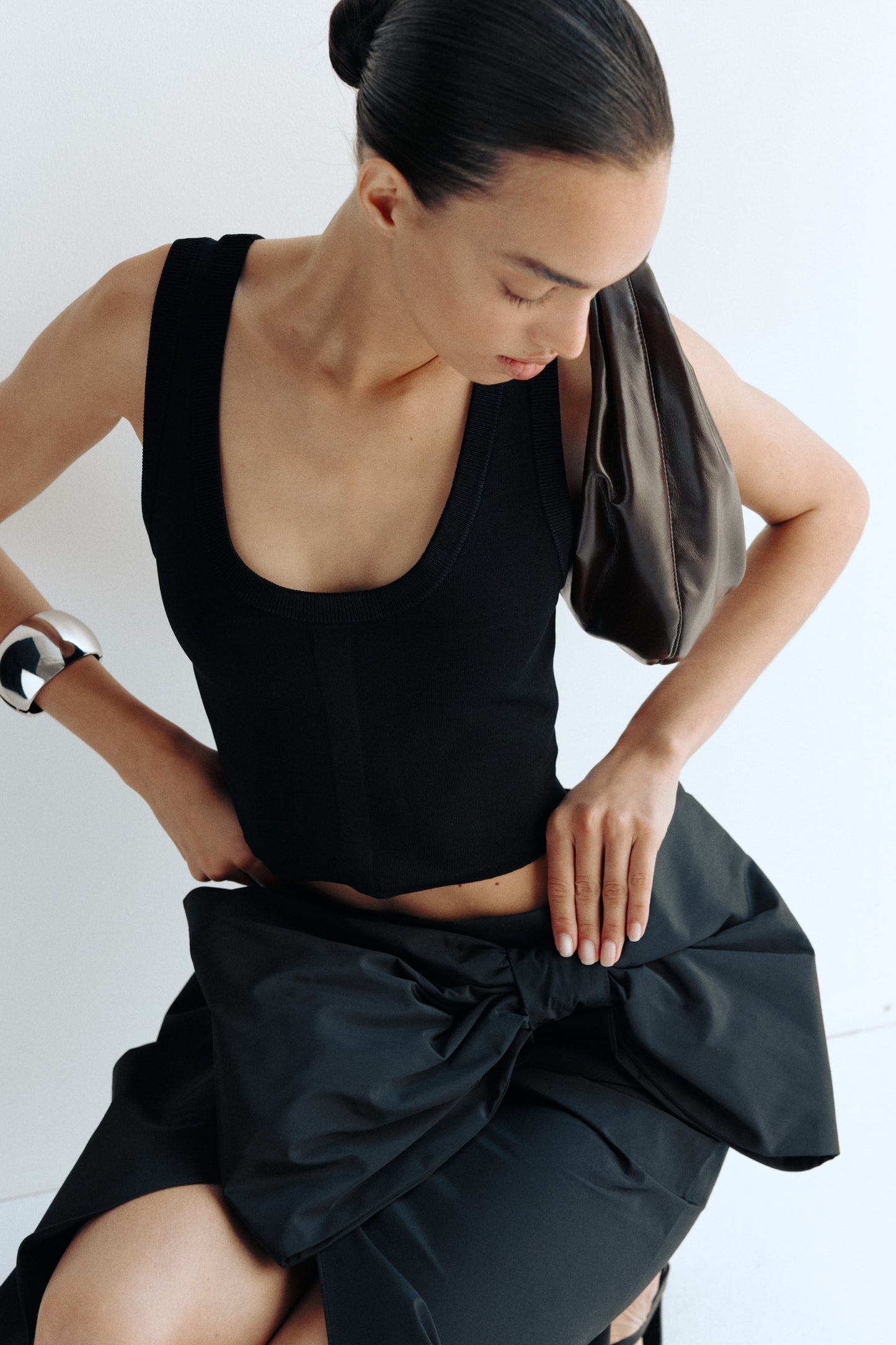 Bow-detail wrap skirt