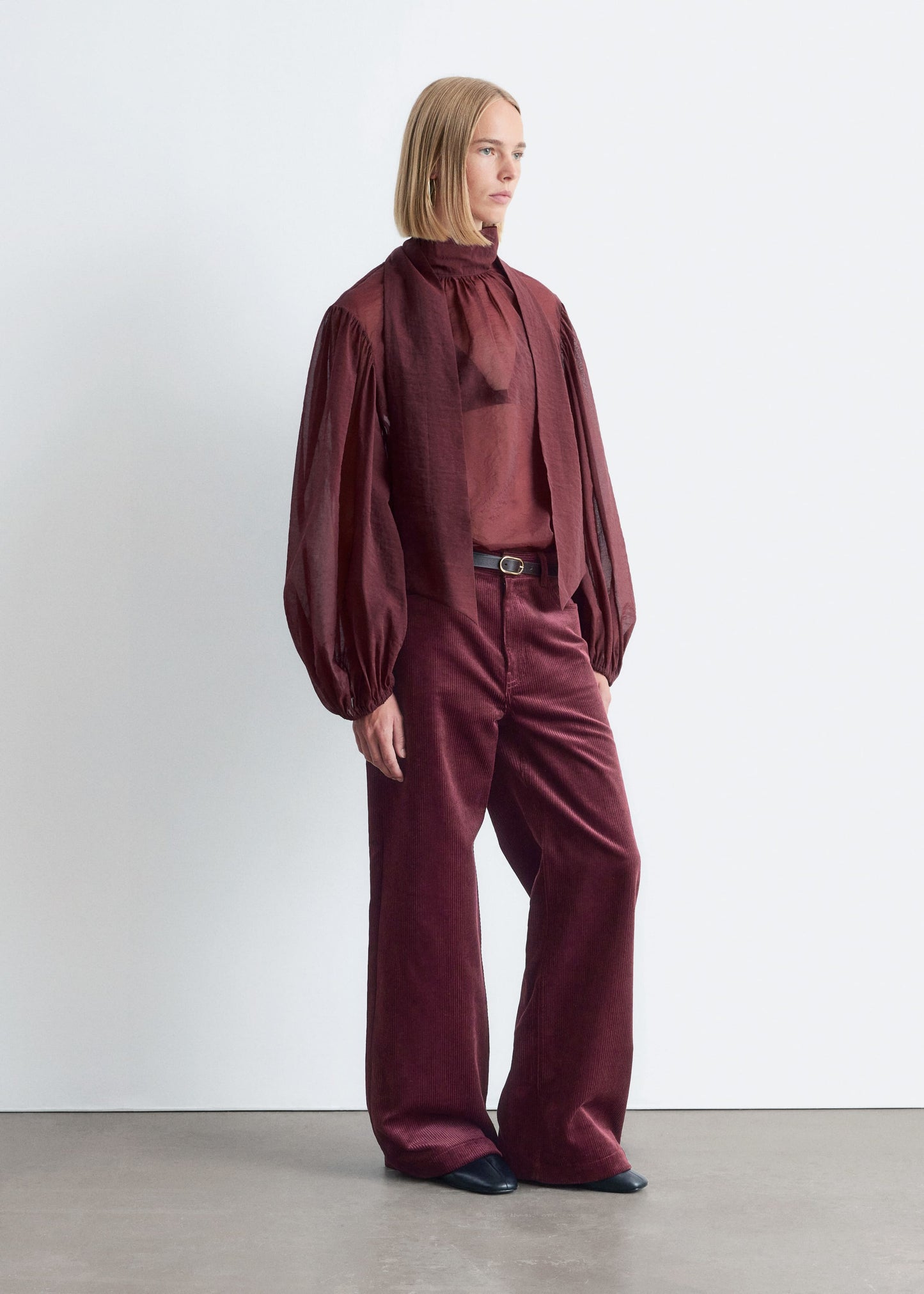 Puff-Sleeve Bow-Detail Blouse
