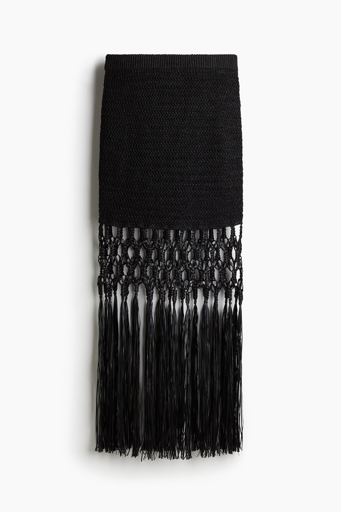 Fringed crochet-look skirt