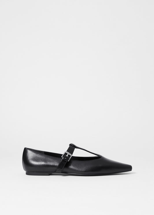 T-Bar Leather Ballet Flats