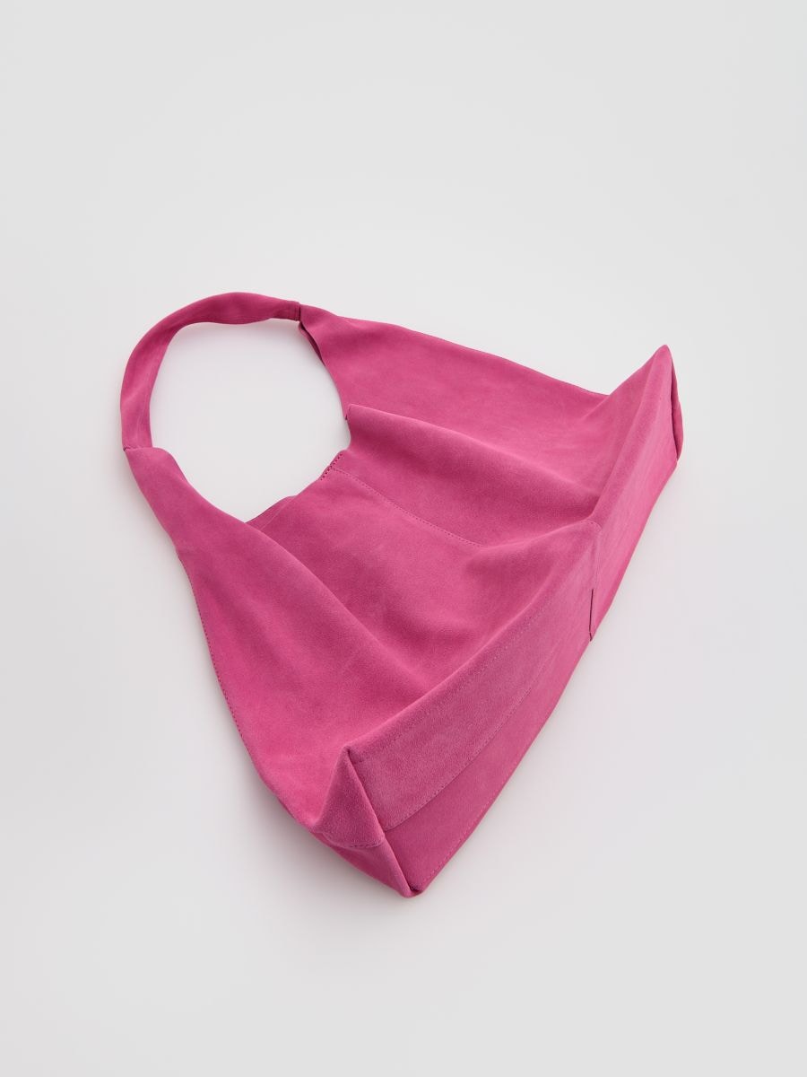 Suede shopper bag with pouch