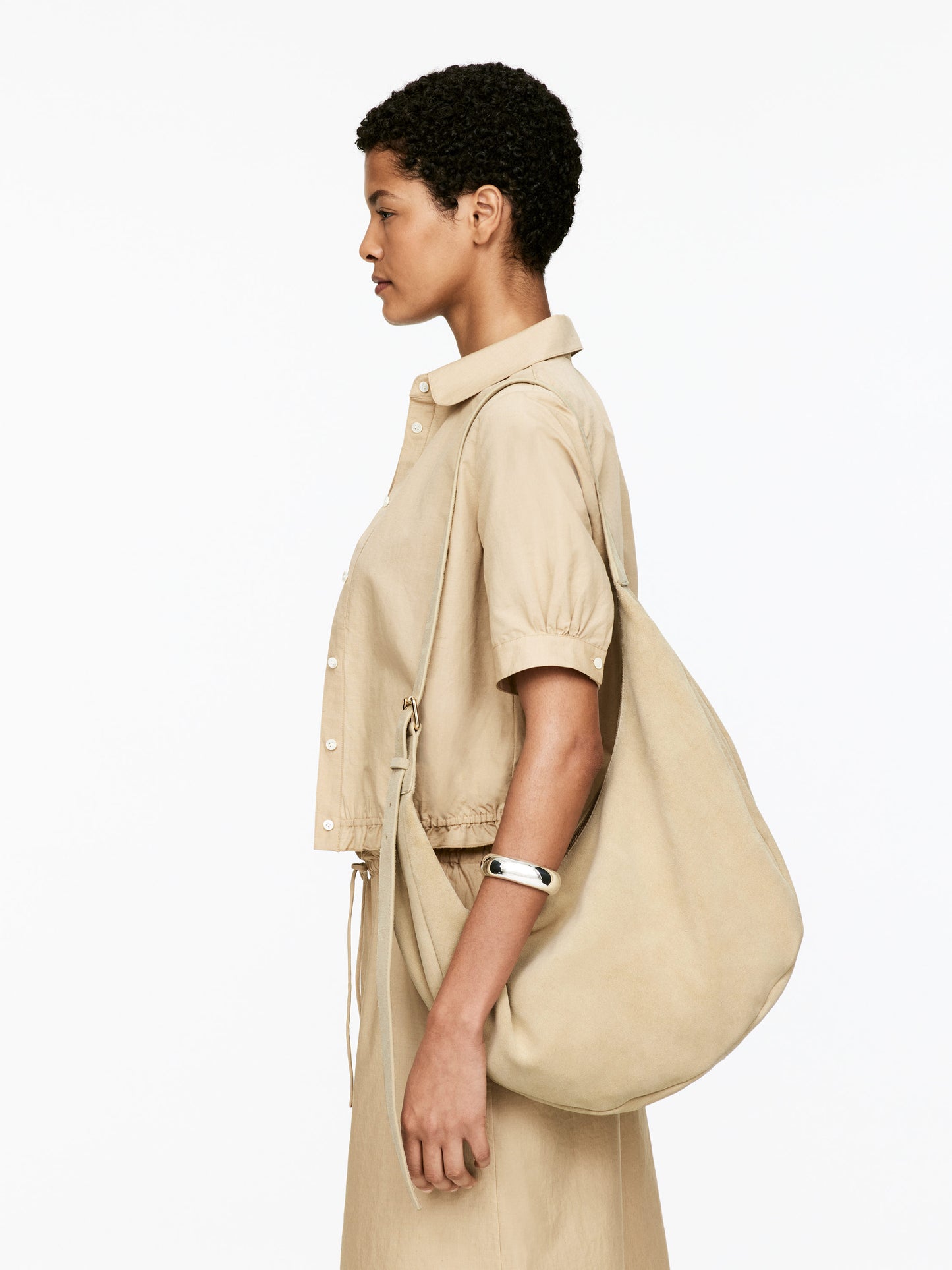 Curved Suede Bag