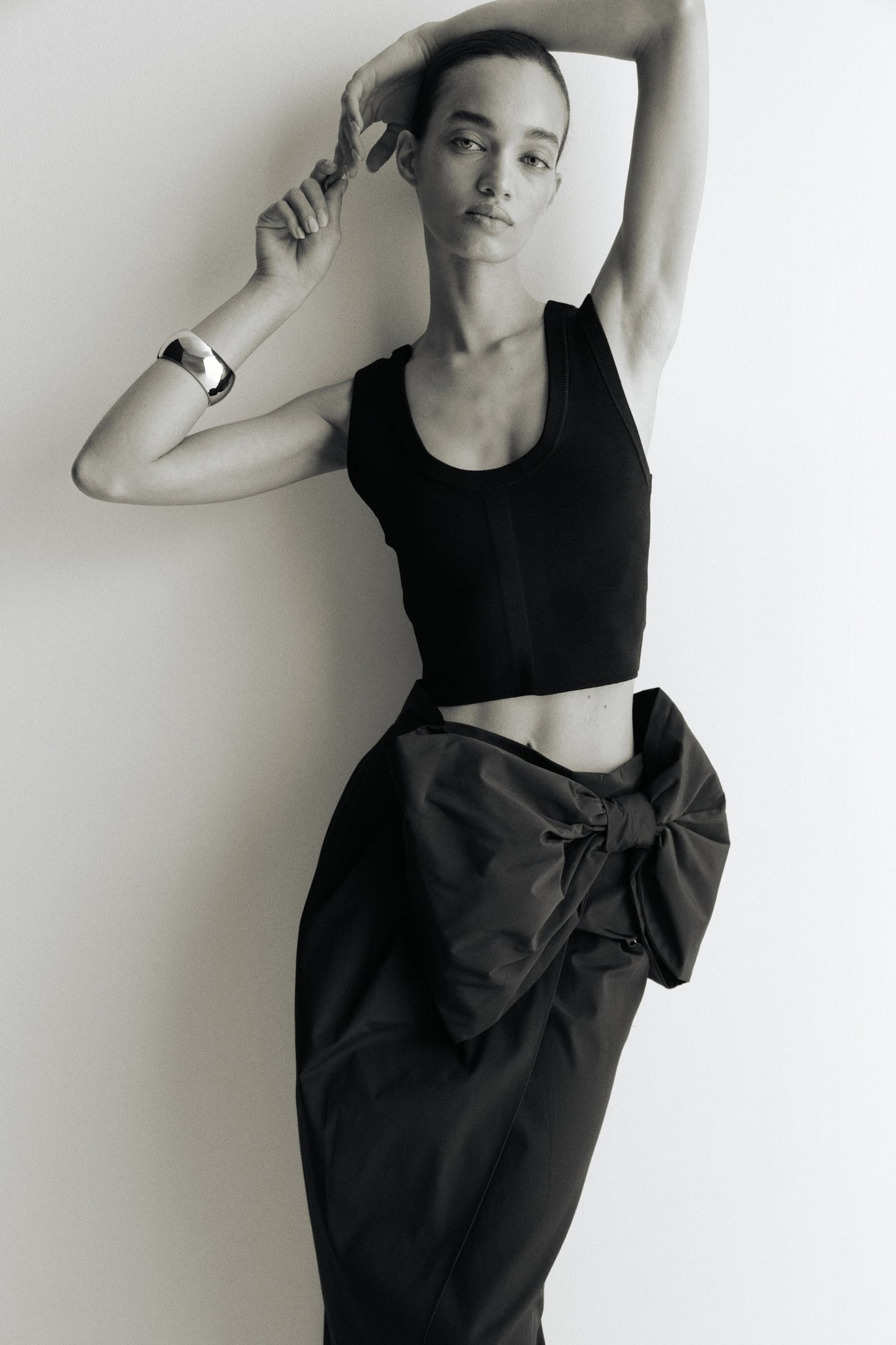Bow-detail wrap skirt