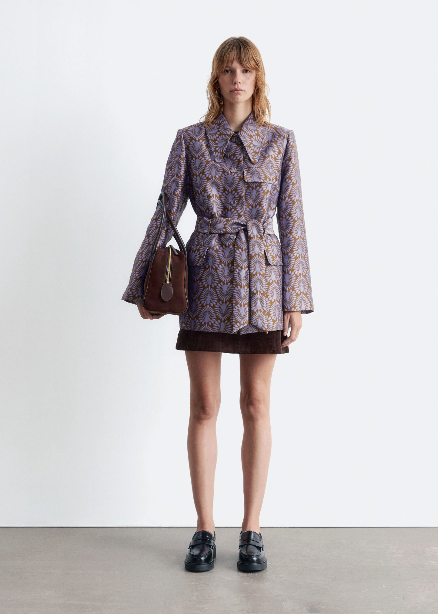 Tie-Belt Jacquard Blazer