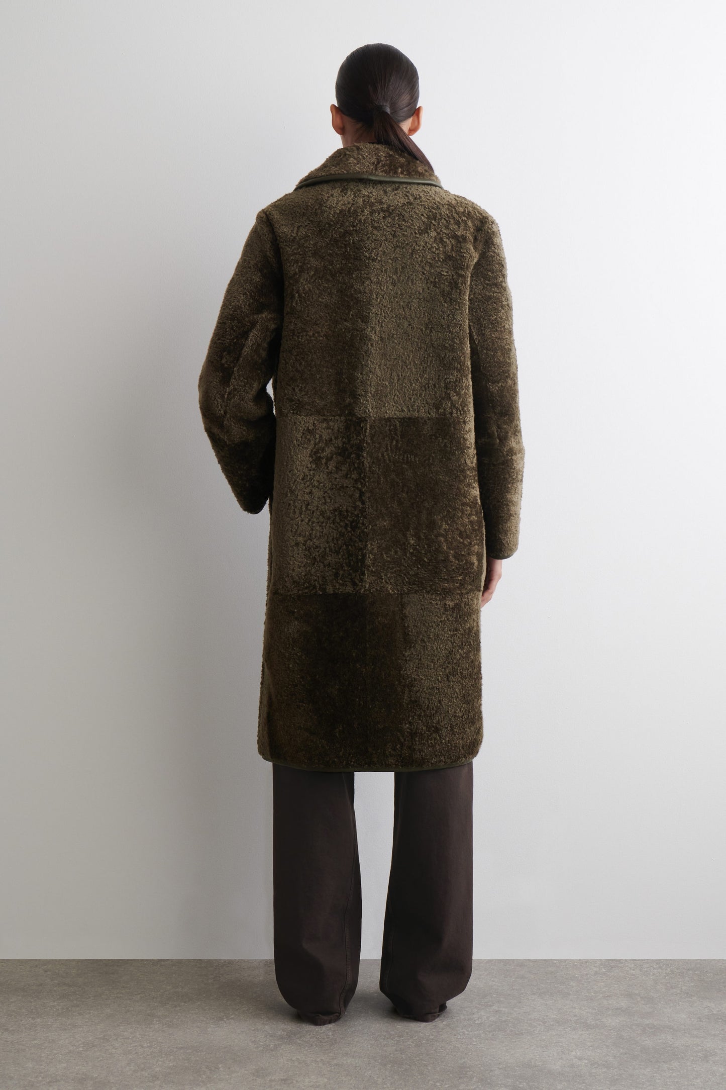 Leather-Bonded Shearling Coat