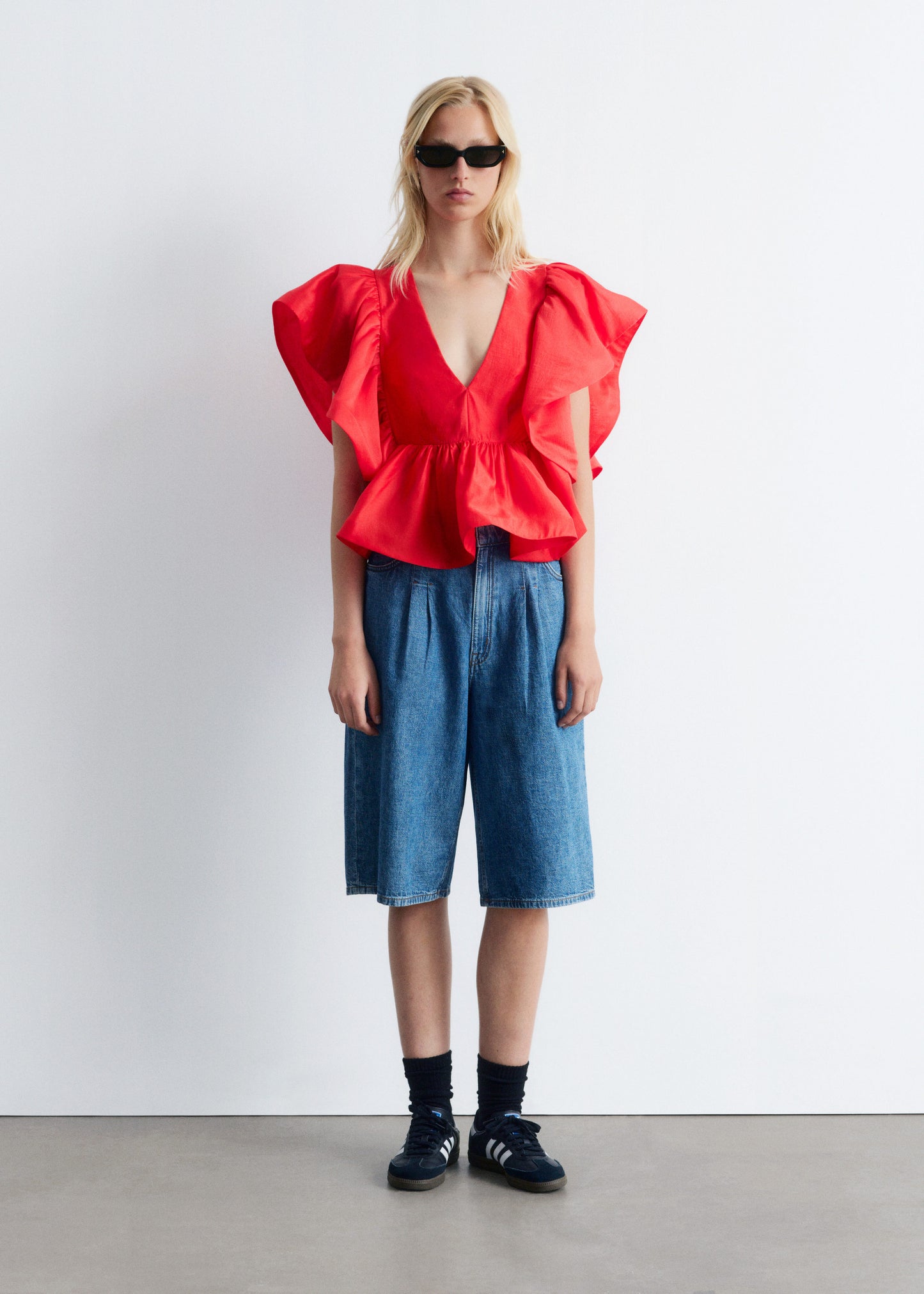 Ruffle V-Neck Blouse