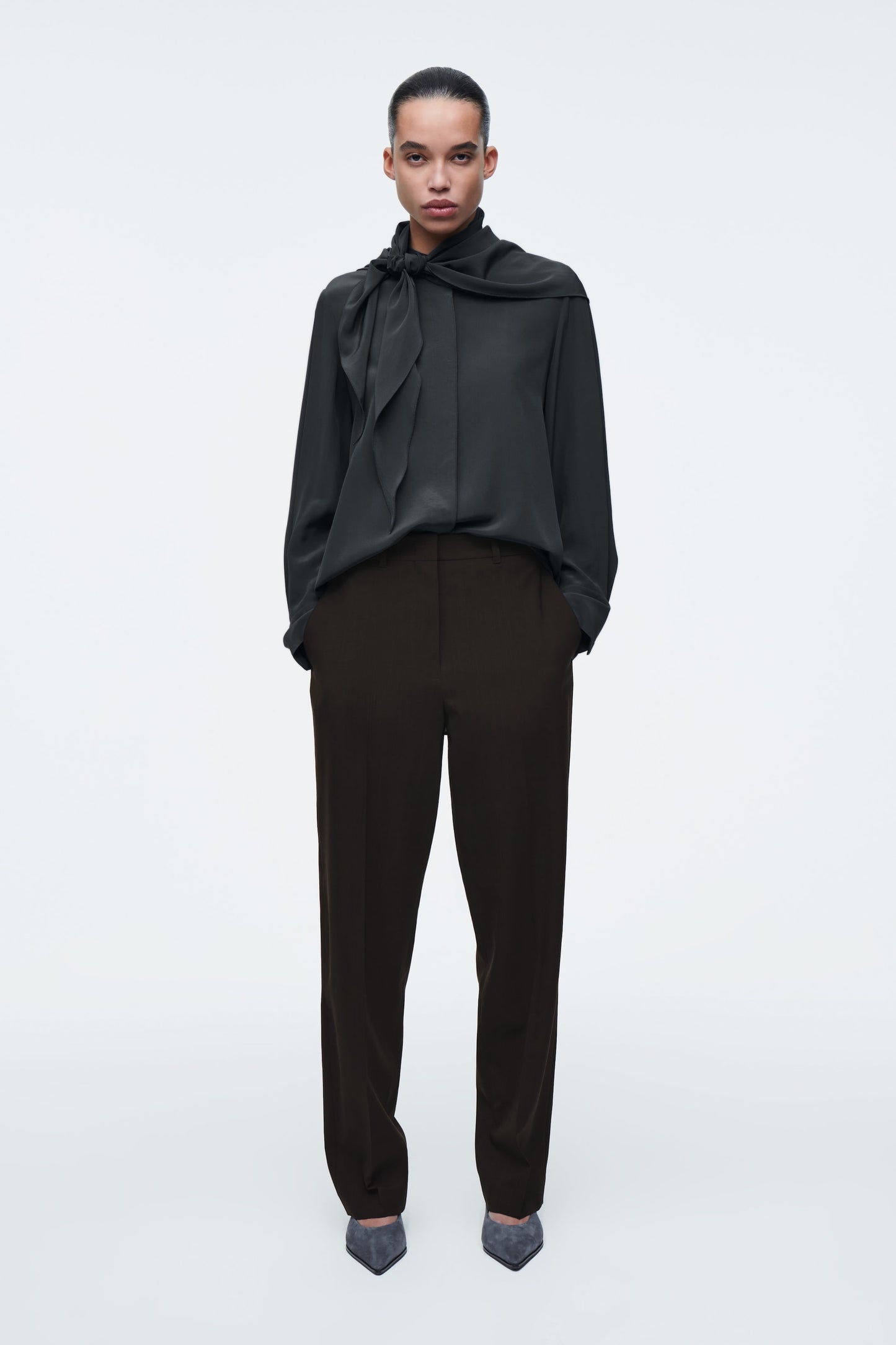 Silk scarf-detail shirt