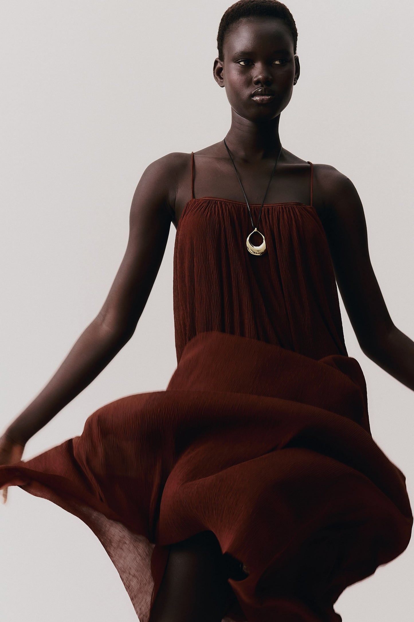 Plissé strappy dress
