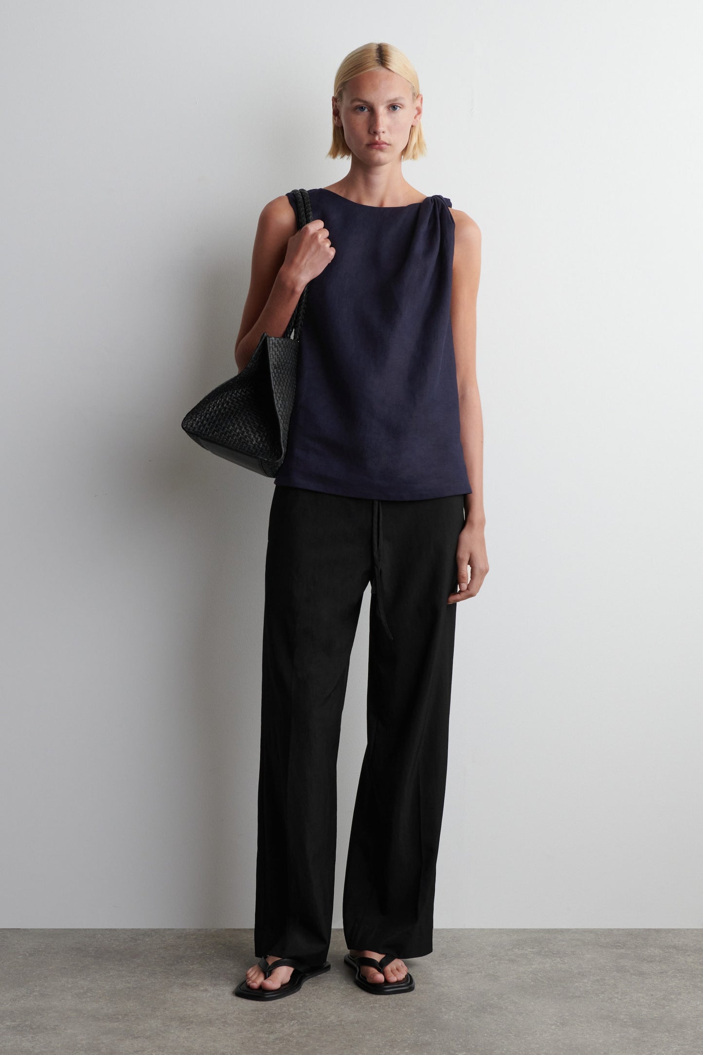 Twisted-Detail Linen Top