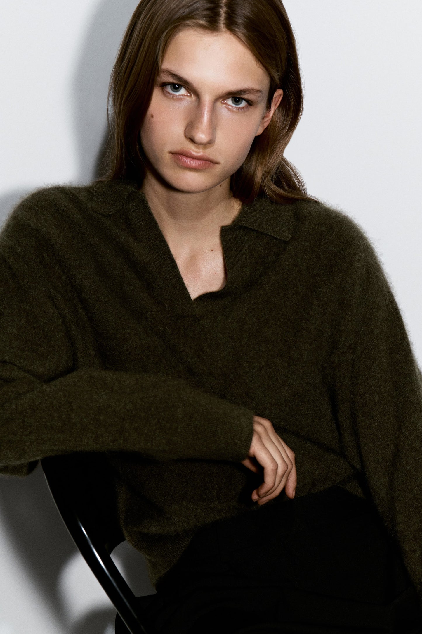 Brushed-Cashmere Polo Jumper