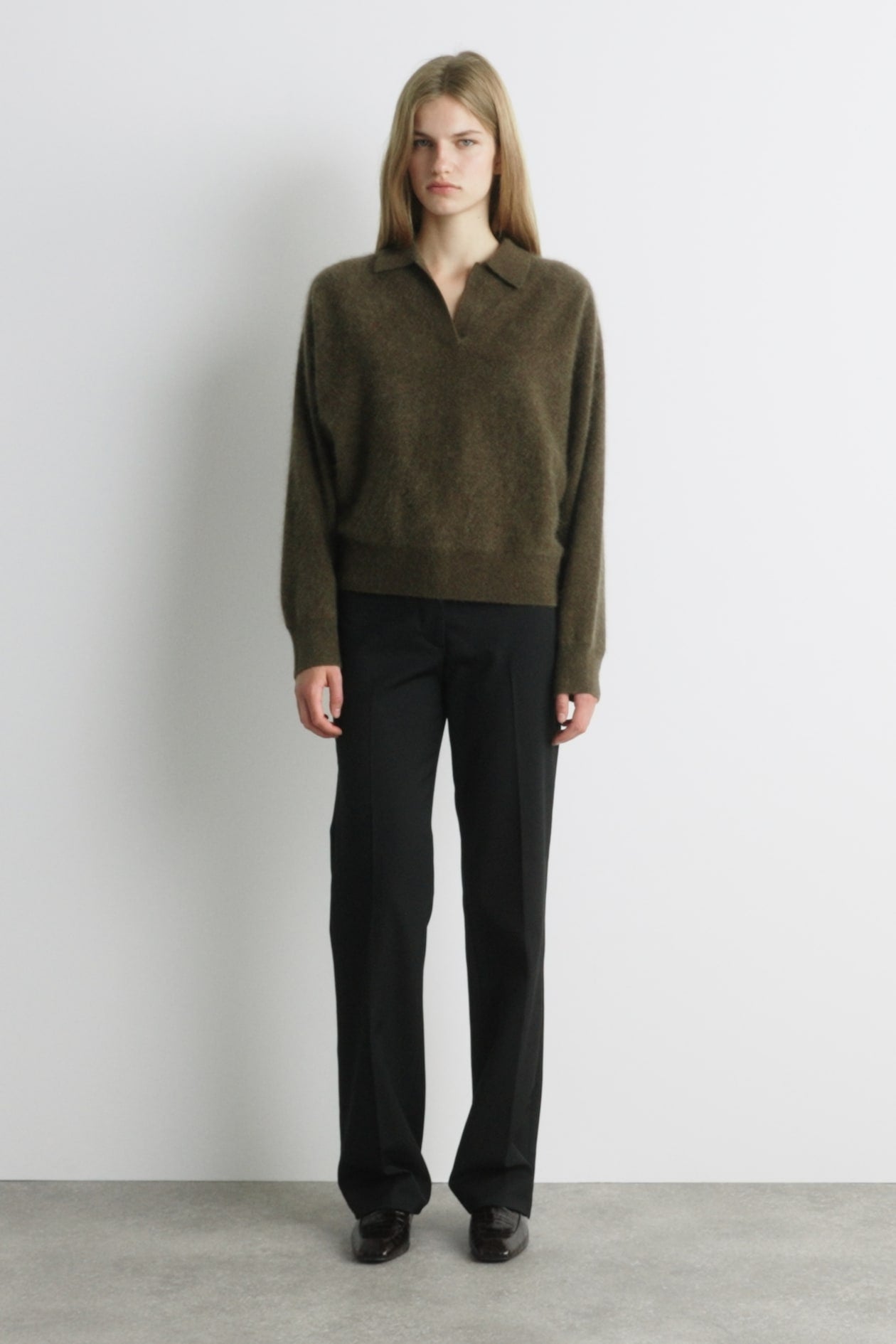 Brushed-Cashmere Polo Jumper