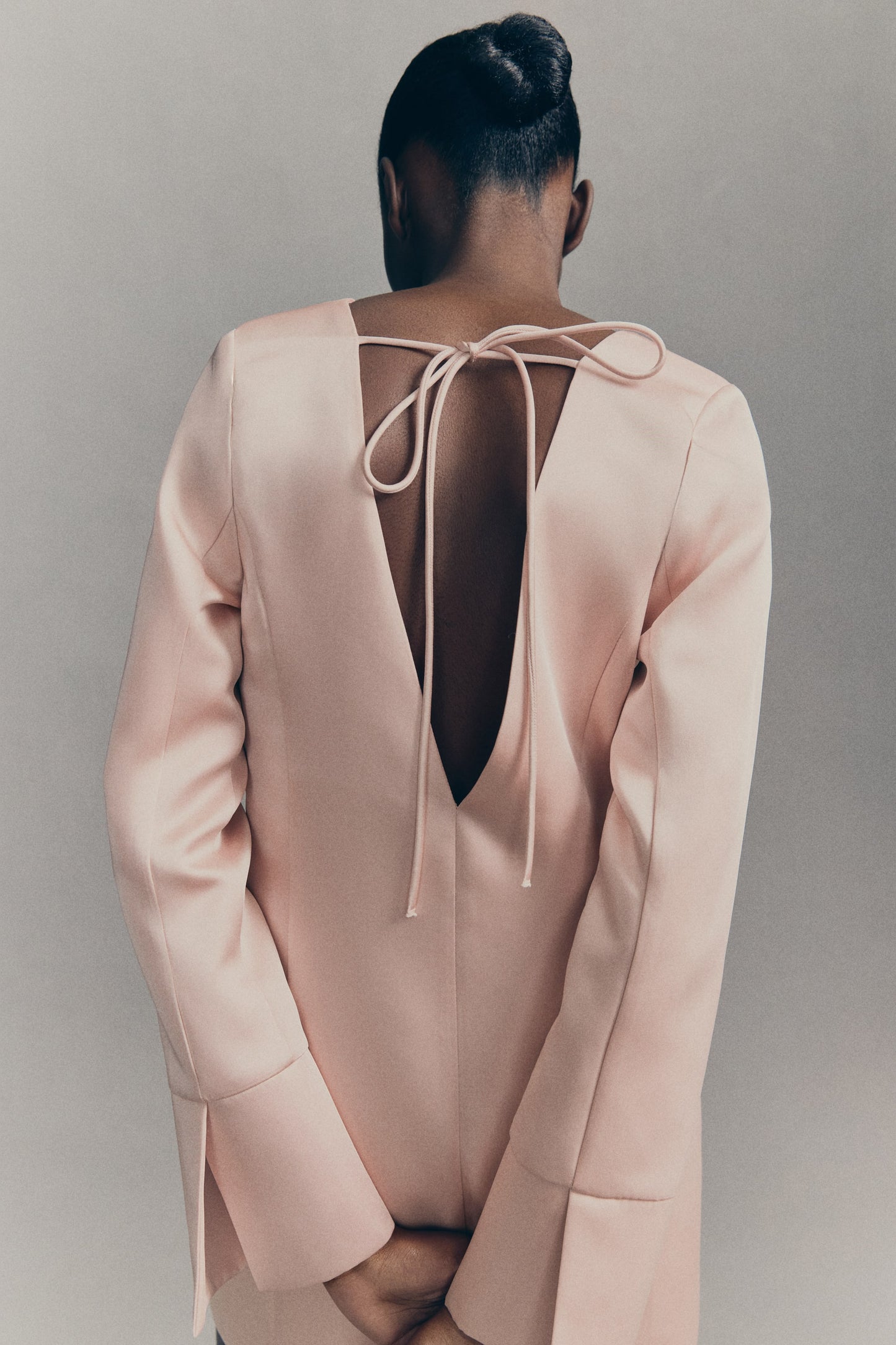 Deep-back satin dress