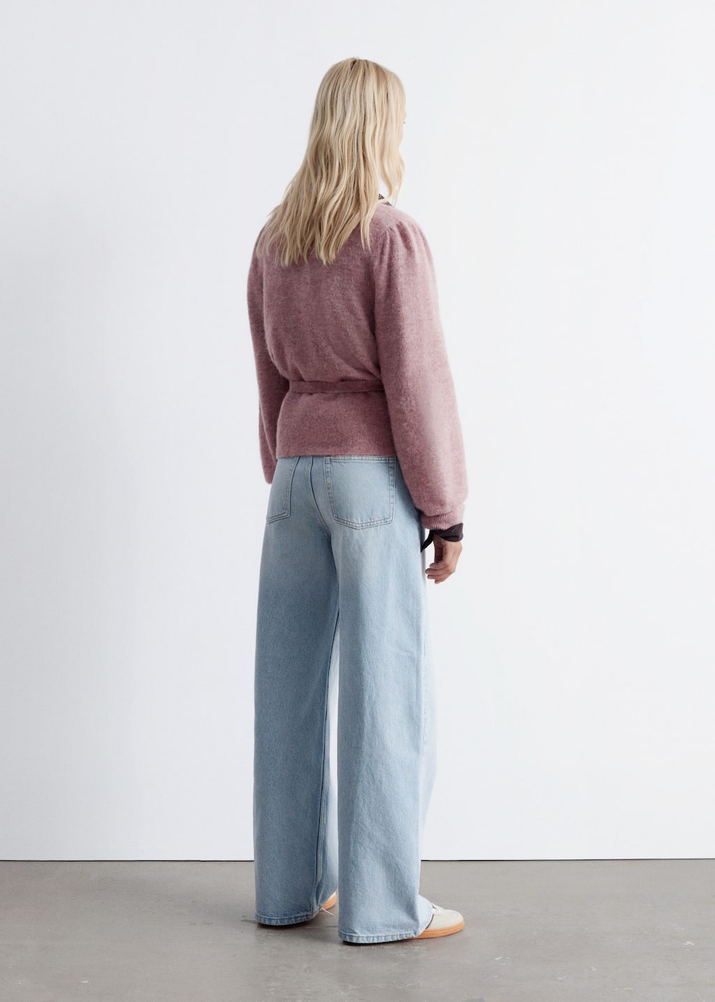 Mohair-Blend Knitted Wrap Cardigan