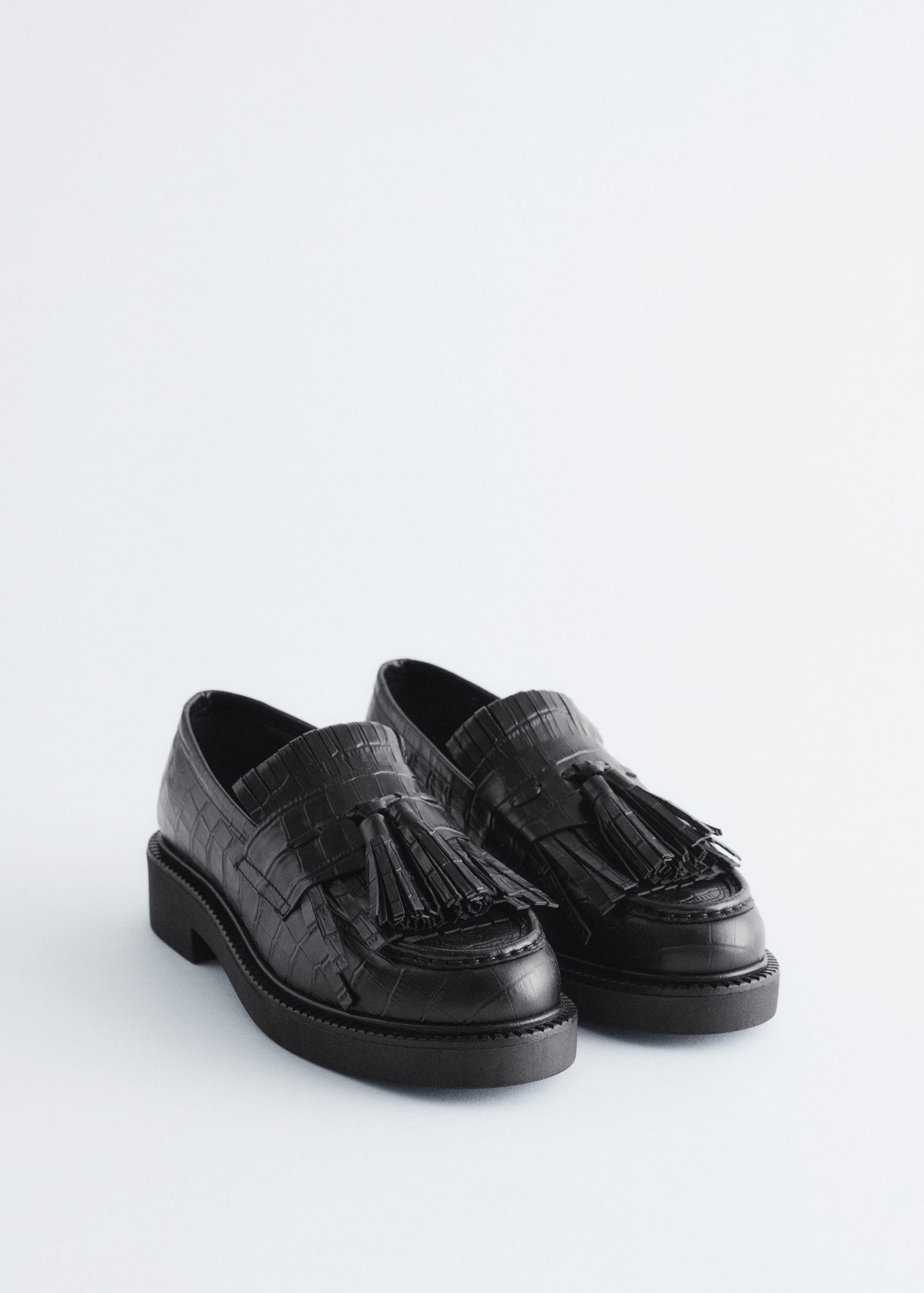 Chunky Croco Leather Loafers