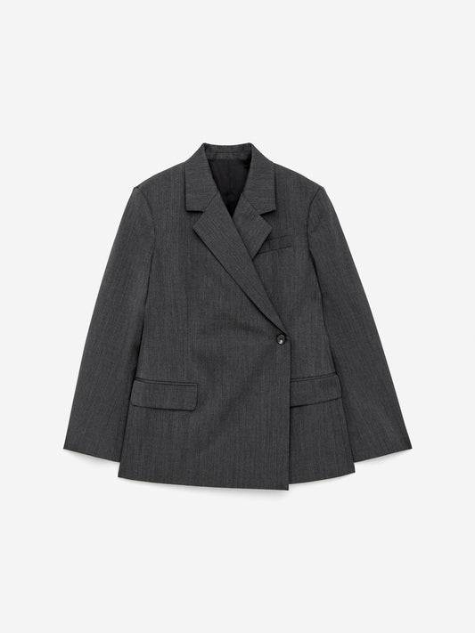 Wool-Blend Wrap Blazer