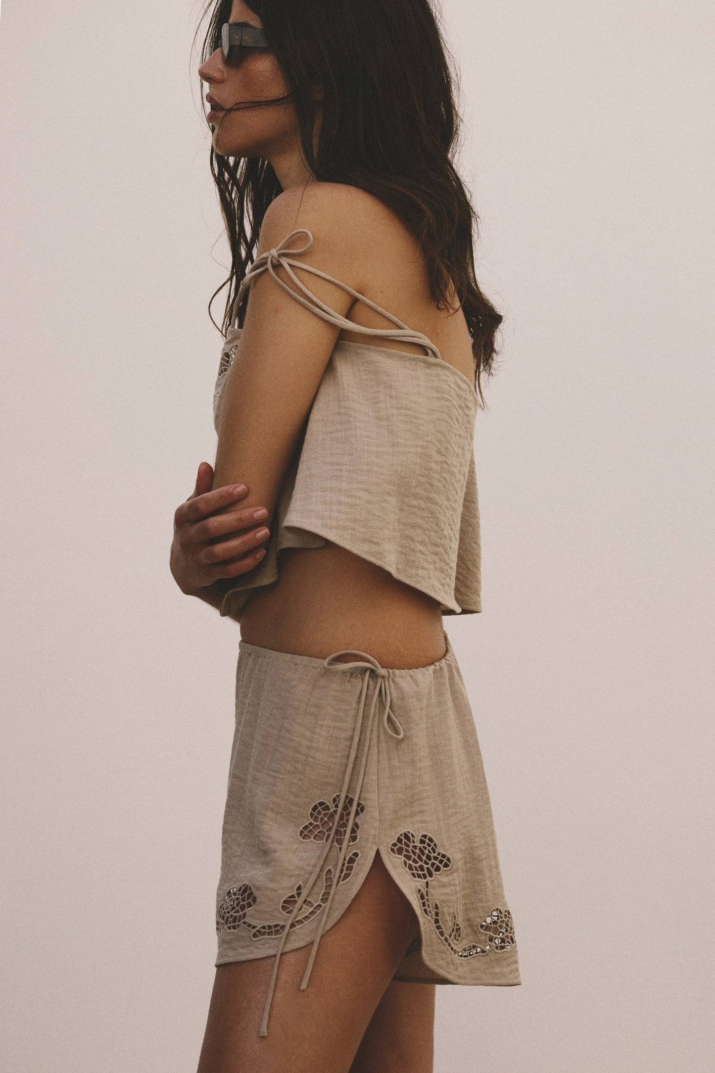Broderie anglaise beach shorts