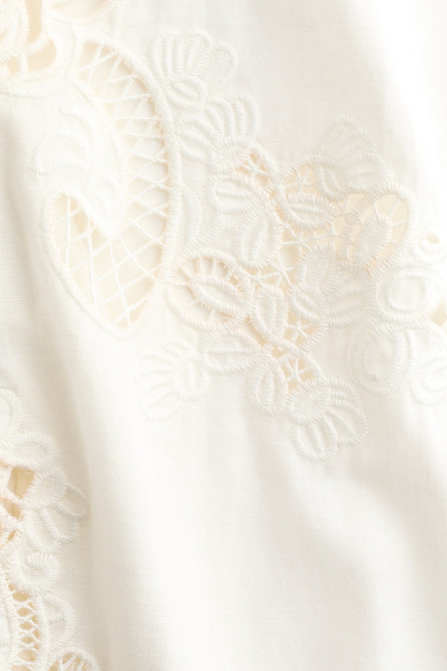 Linen-blend broderie anglaise skirt