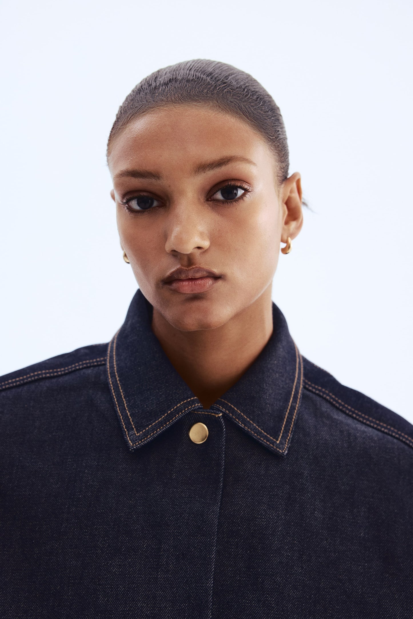 Cape-detail denim jacket