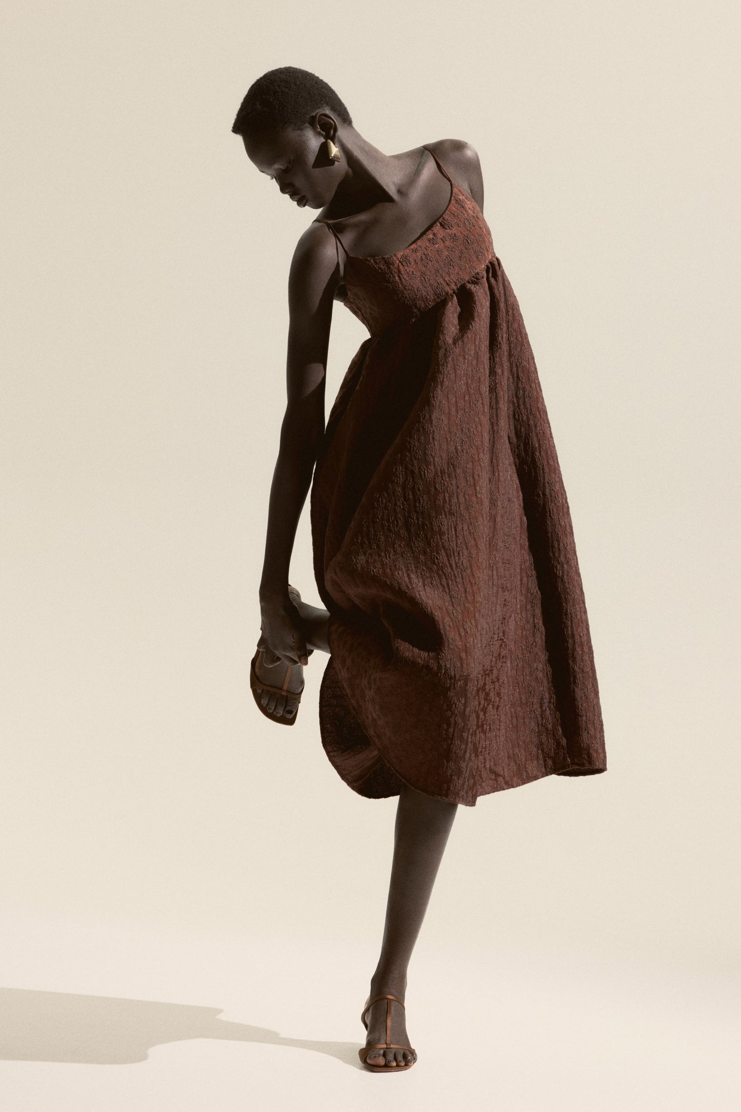 Jacquard-weave strappy dress