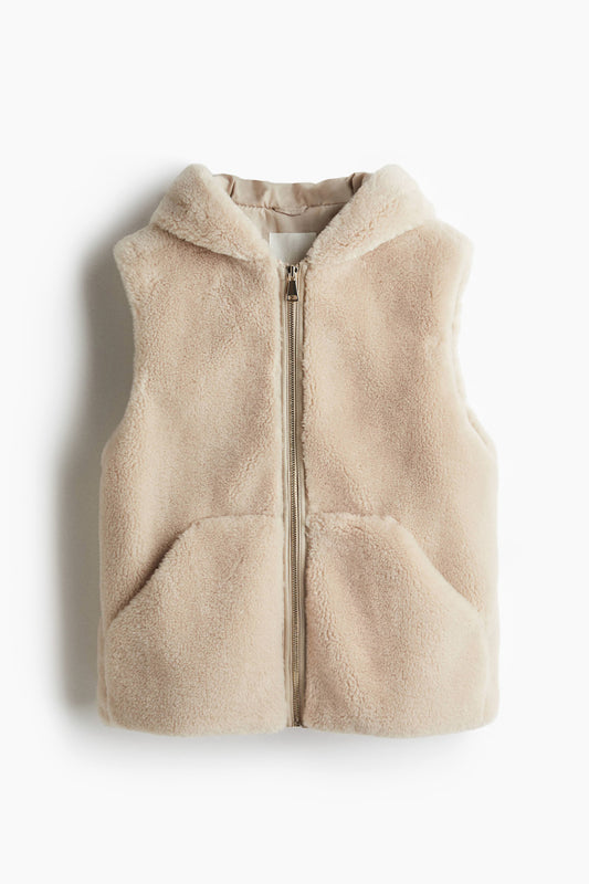 Hooded pile gilet