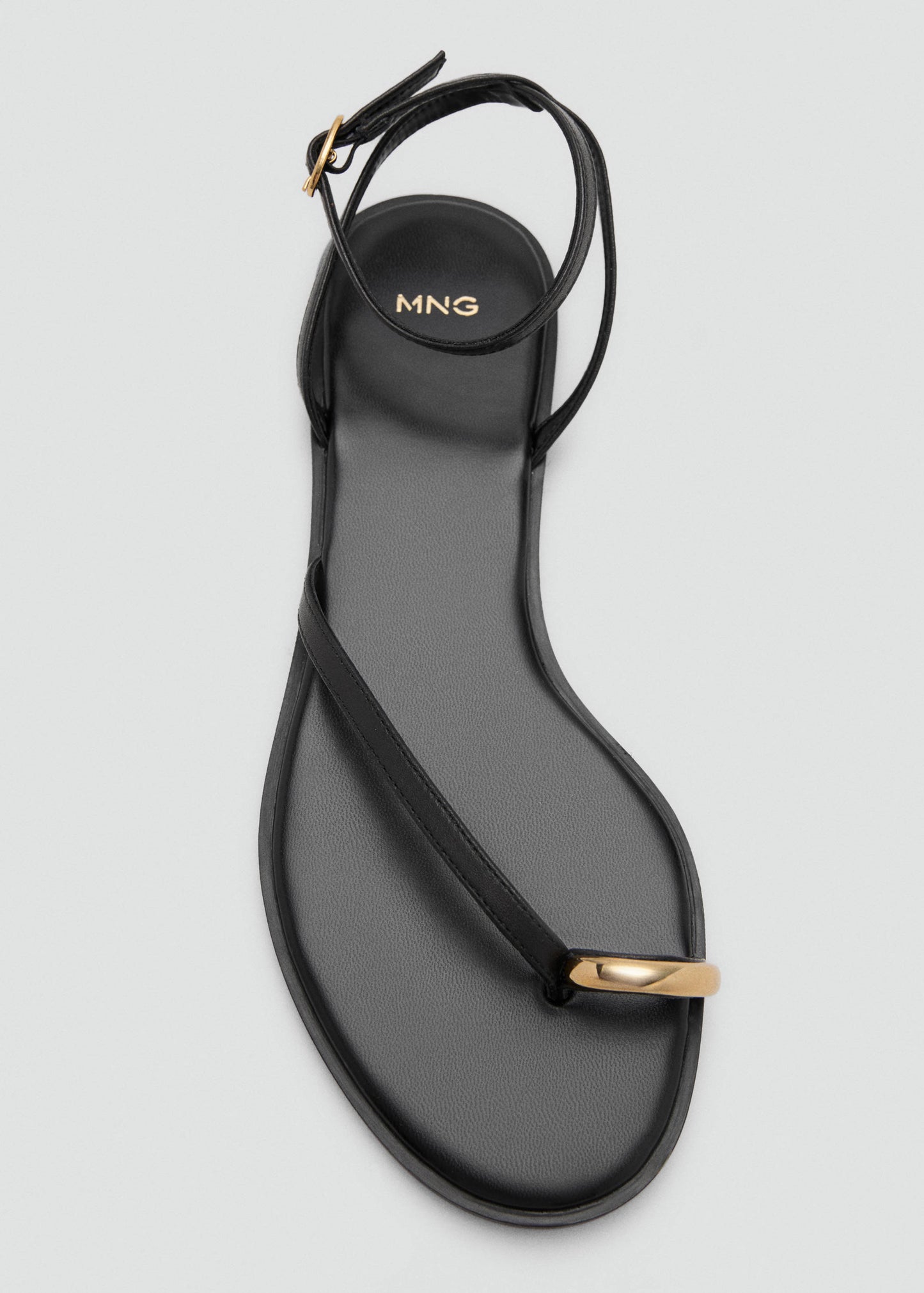 Leather strap sandals with metallic detail