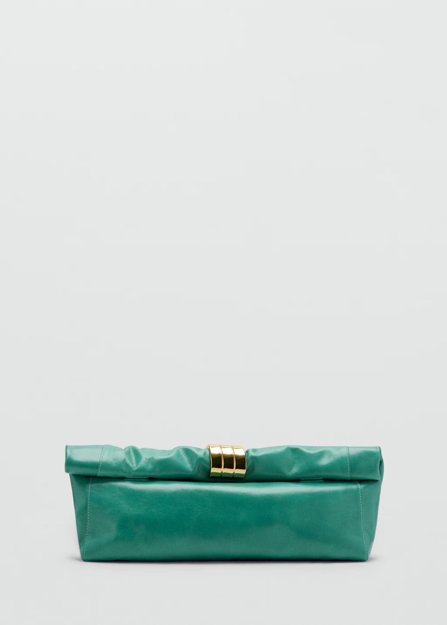 Leather clutch bag with metallic appliqué