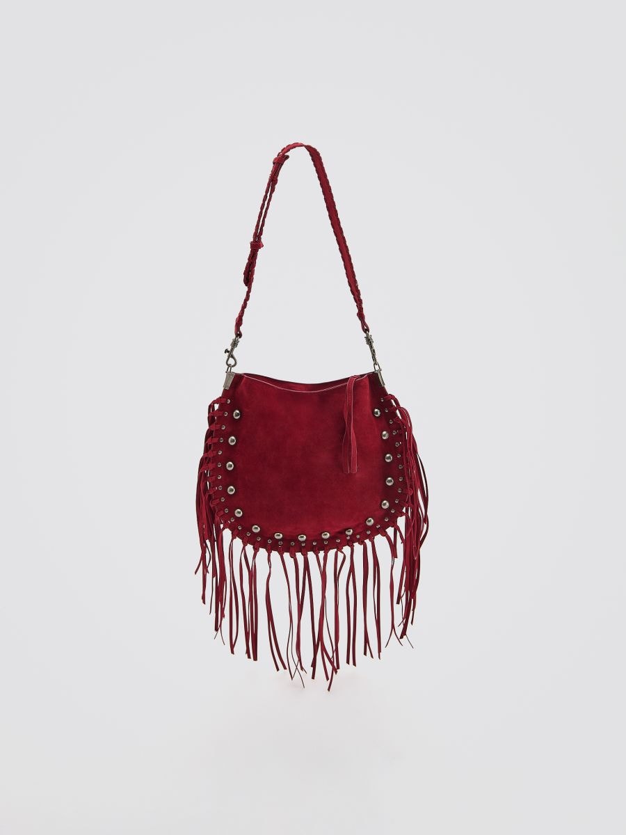 Woven suede bag