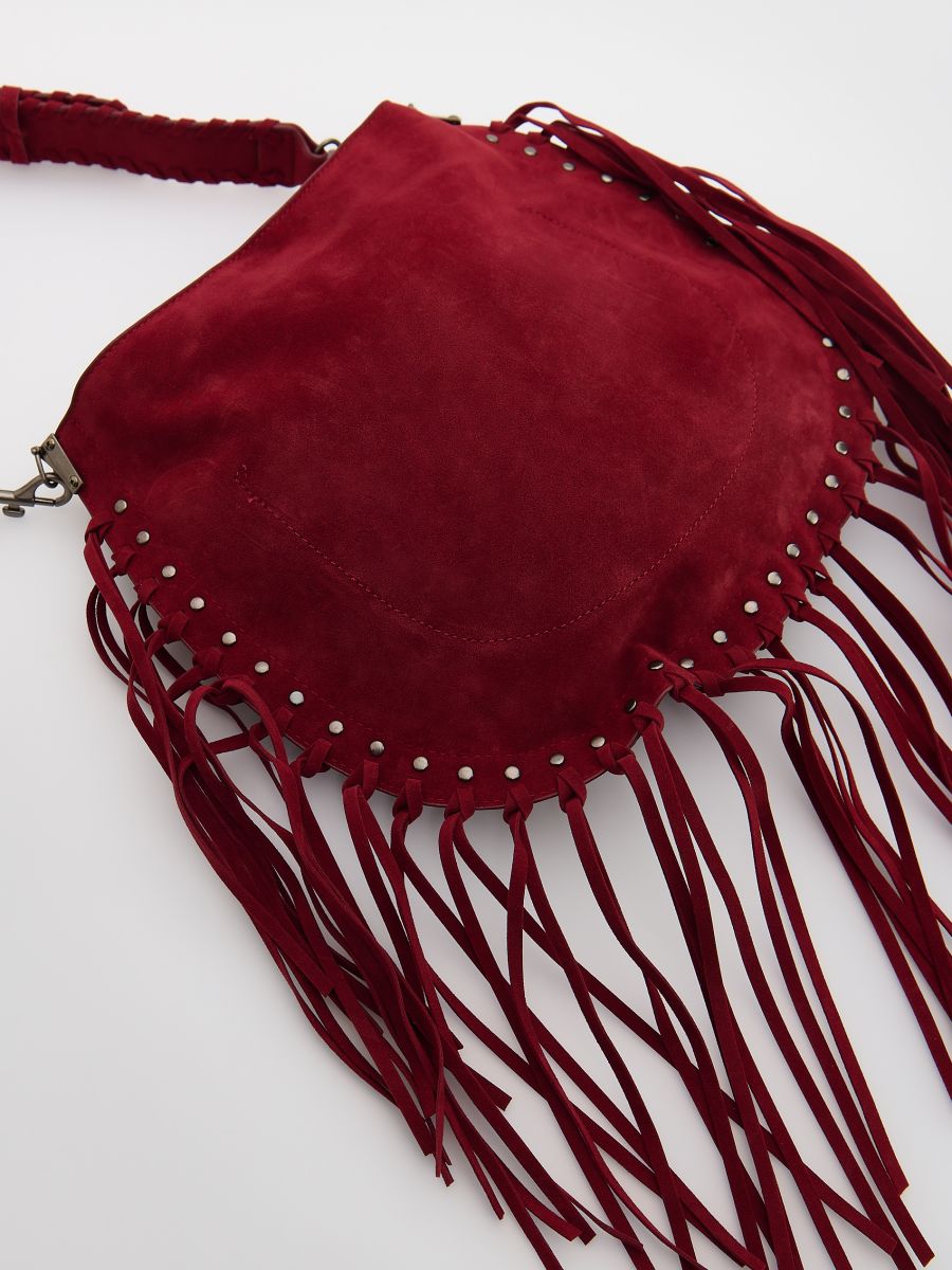 Woven suede bag