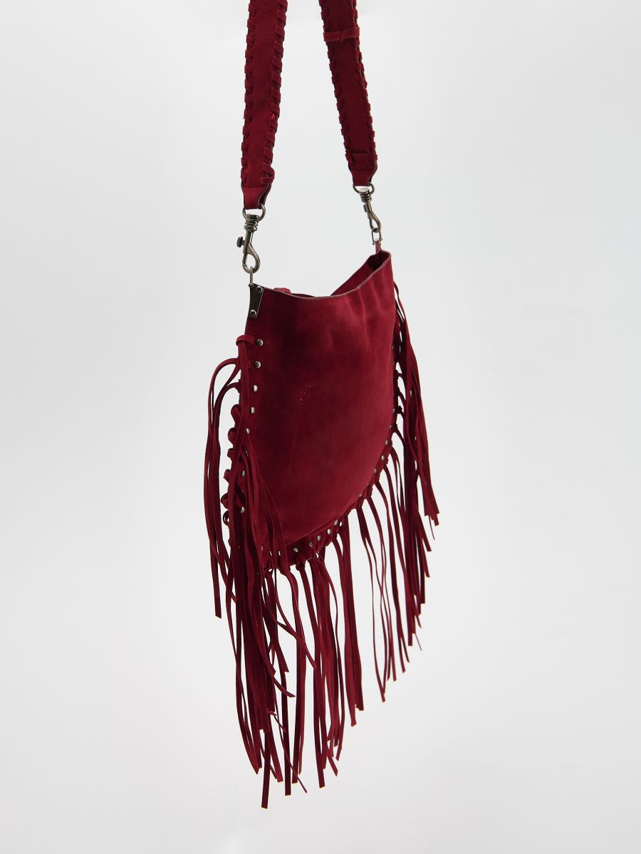 Woven suede bag