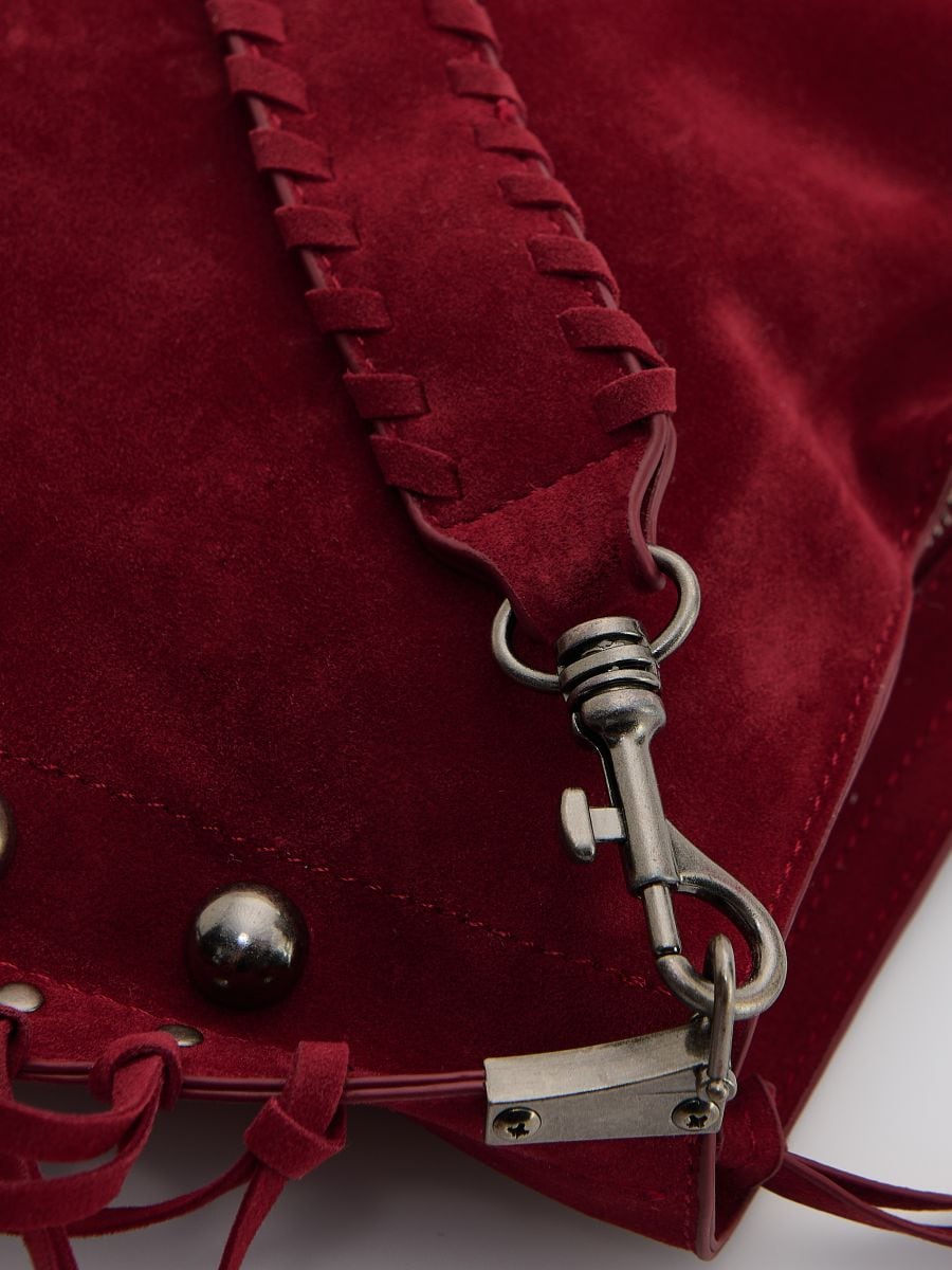 Woven suede bag