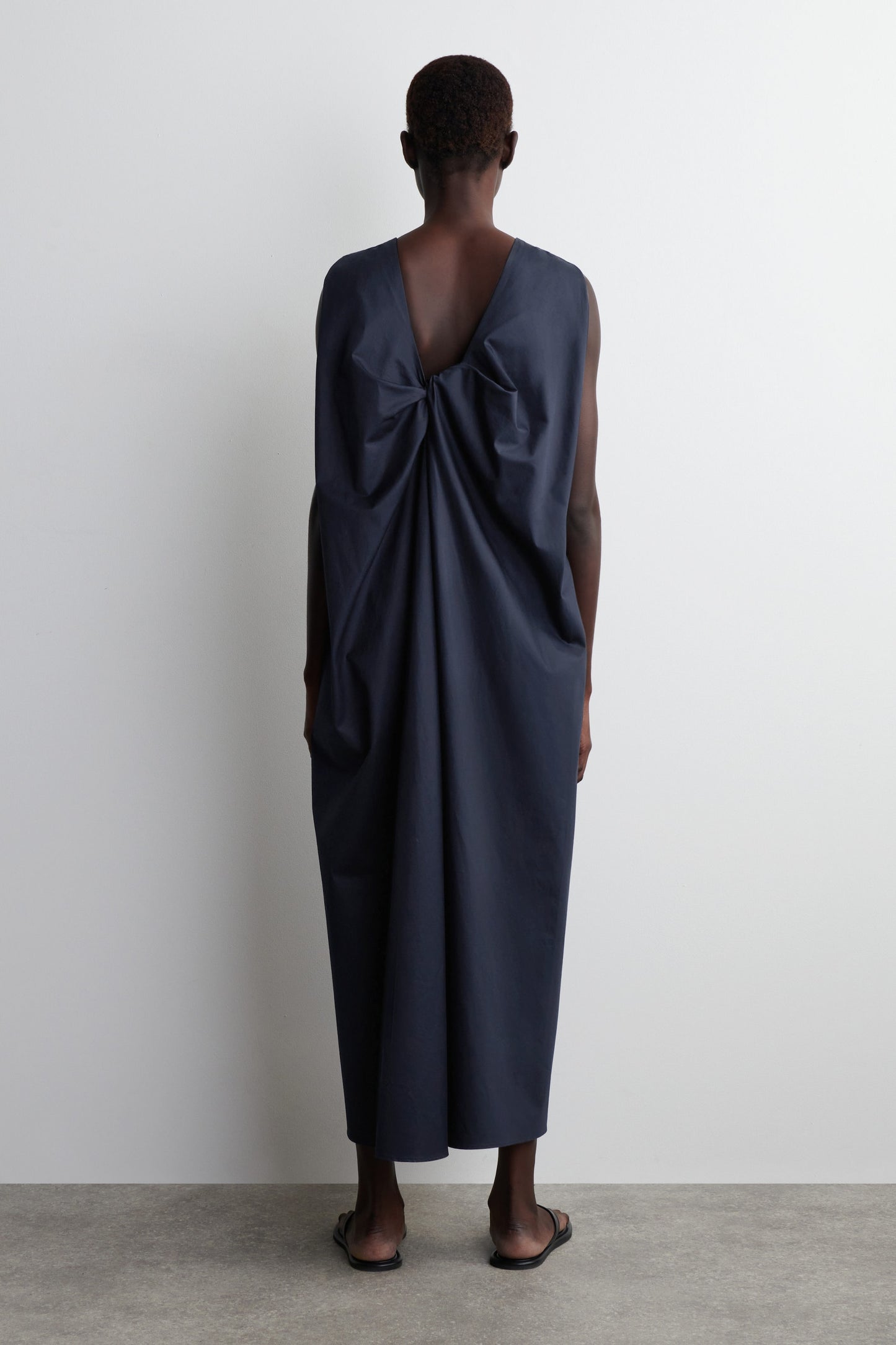 Twist-Back Cotton Midi Dress