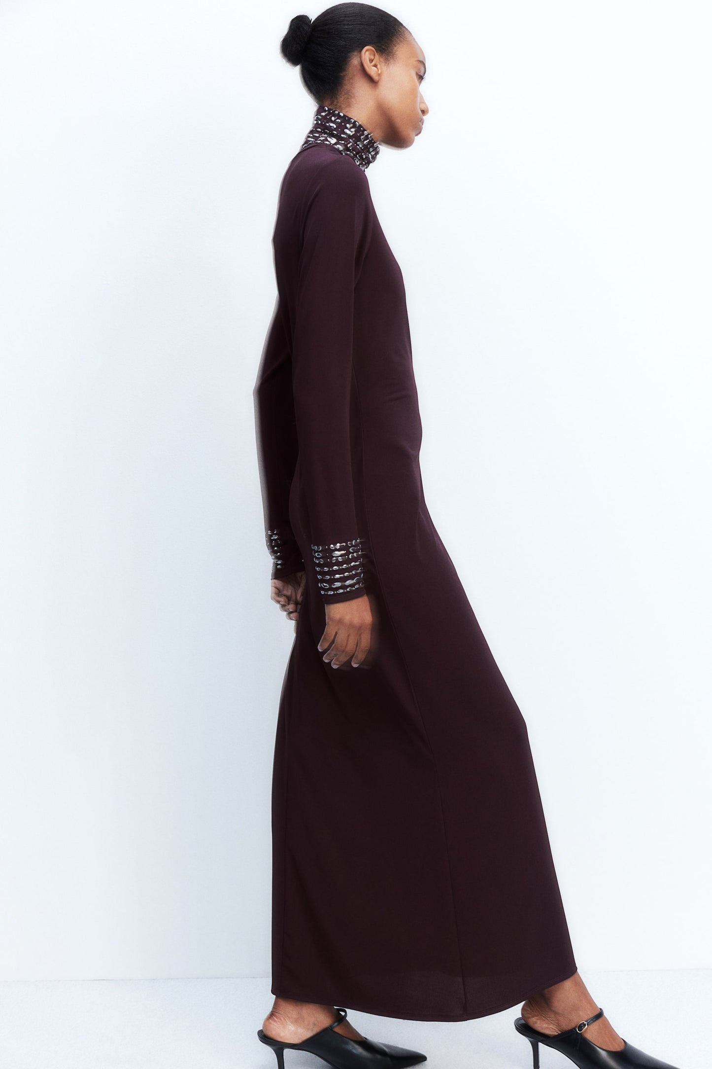 Stud-detail turtleneck dress