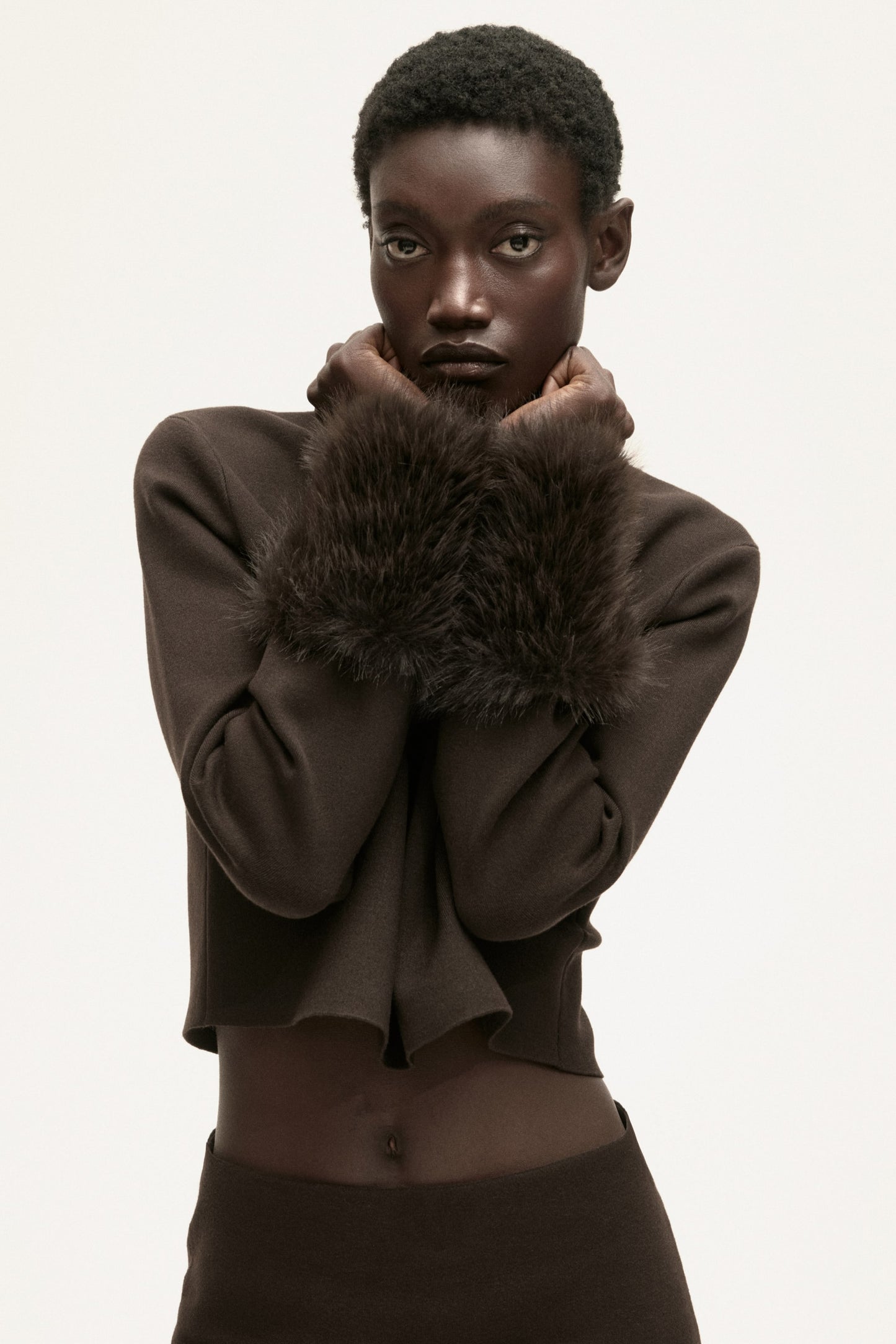 Fine-knit turtleneck top
