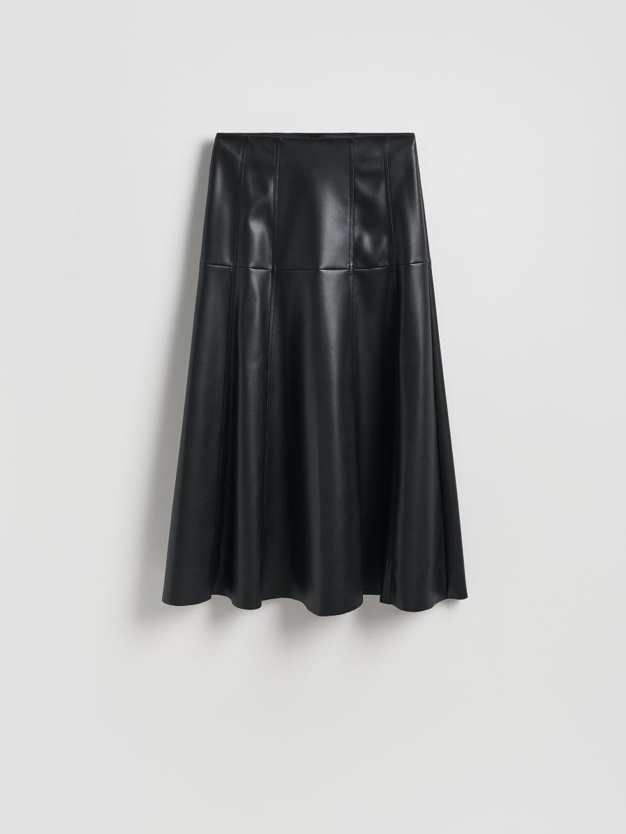 Faux leather midi skirt