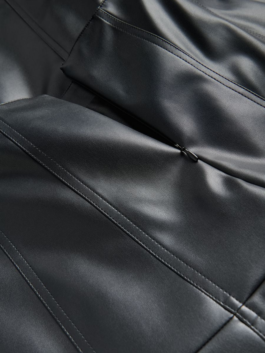 Faux leather midi skirt