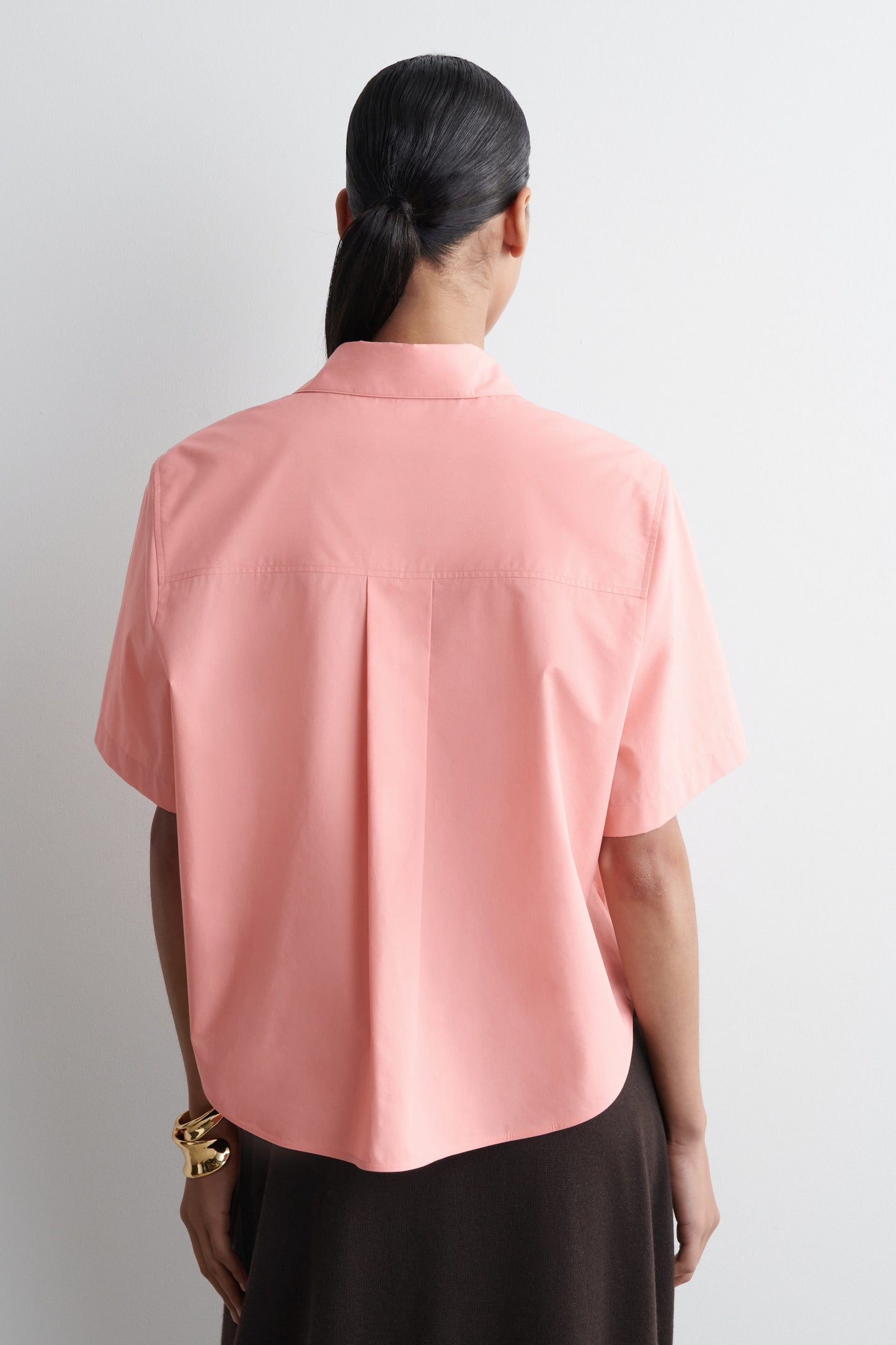 Cropped Short-Sleeved Cotton Shirt