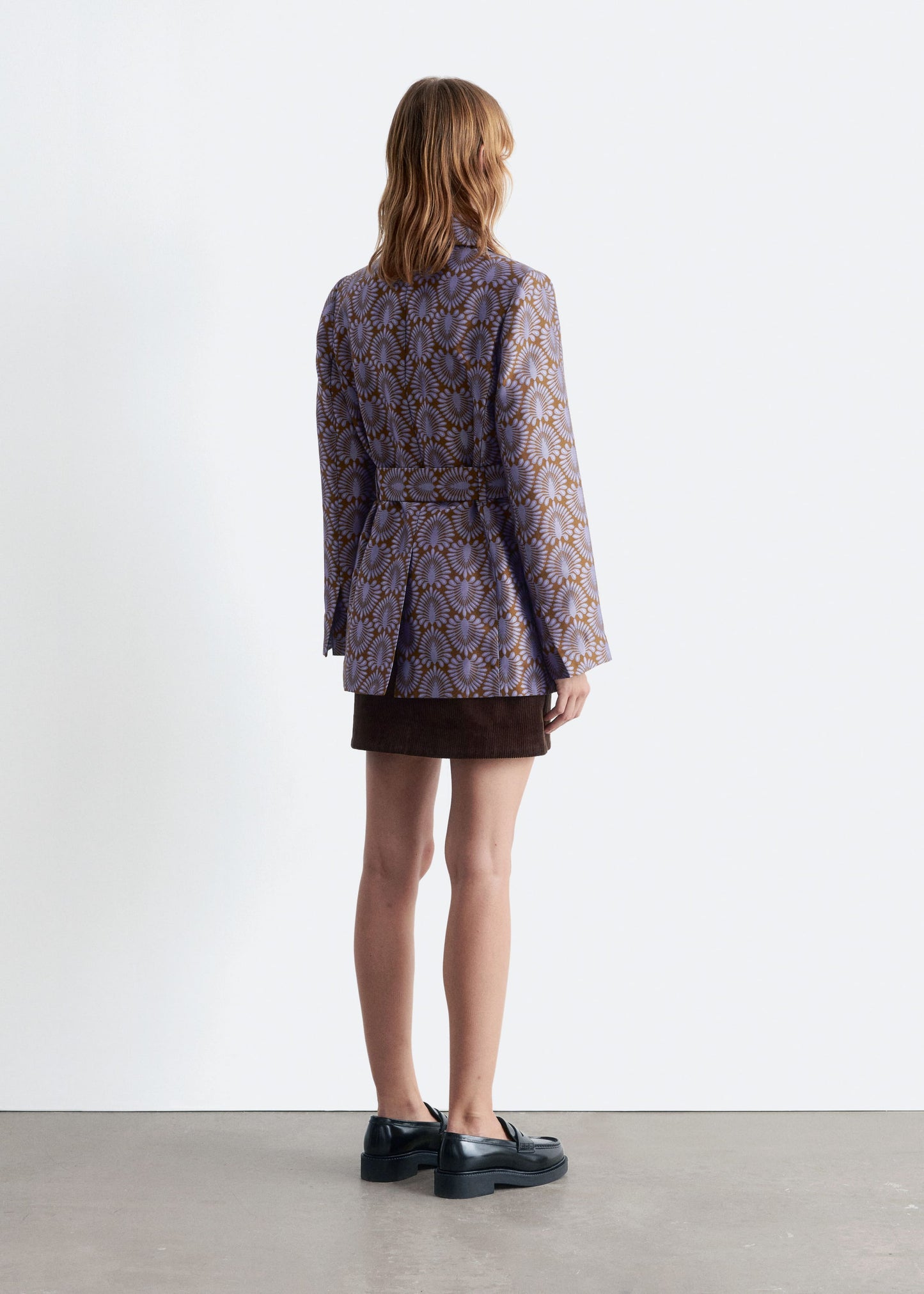 Tie-Belt Jacquard Blazer