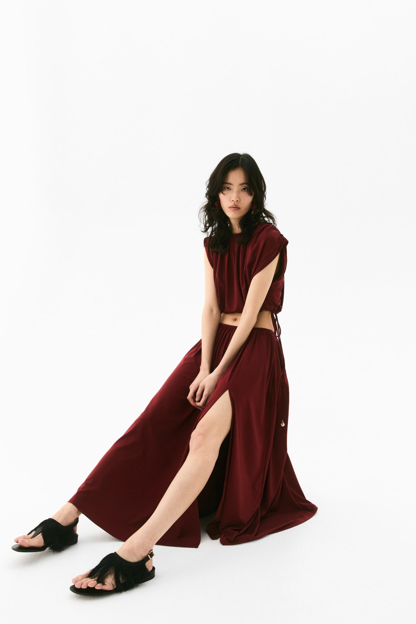 High-slit maxi skirt