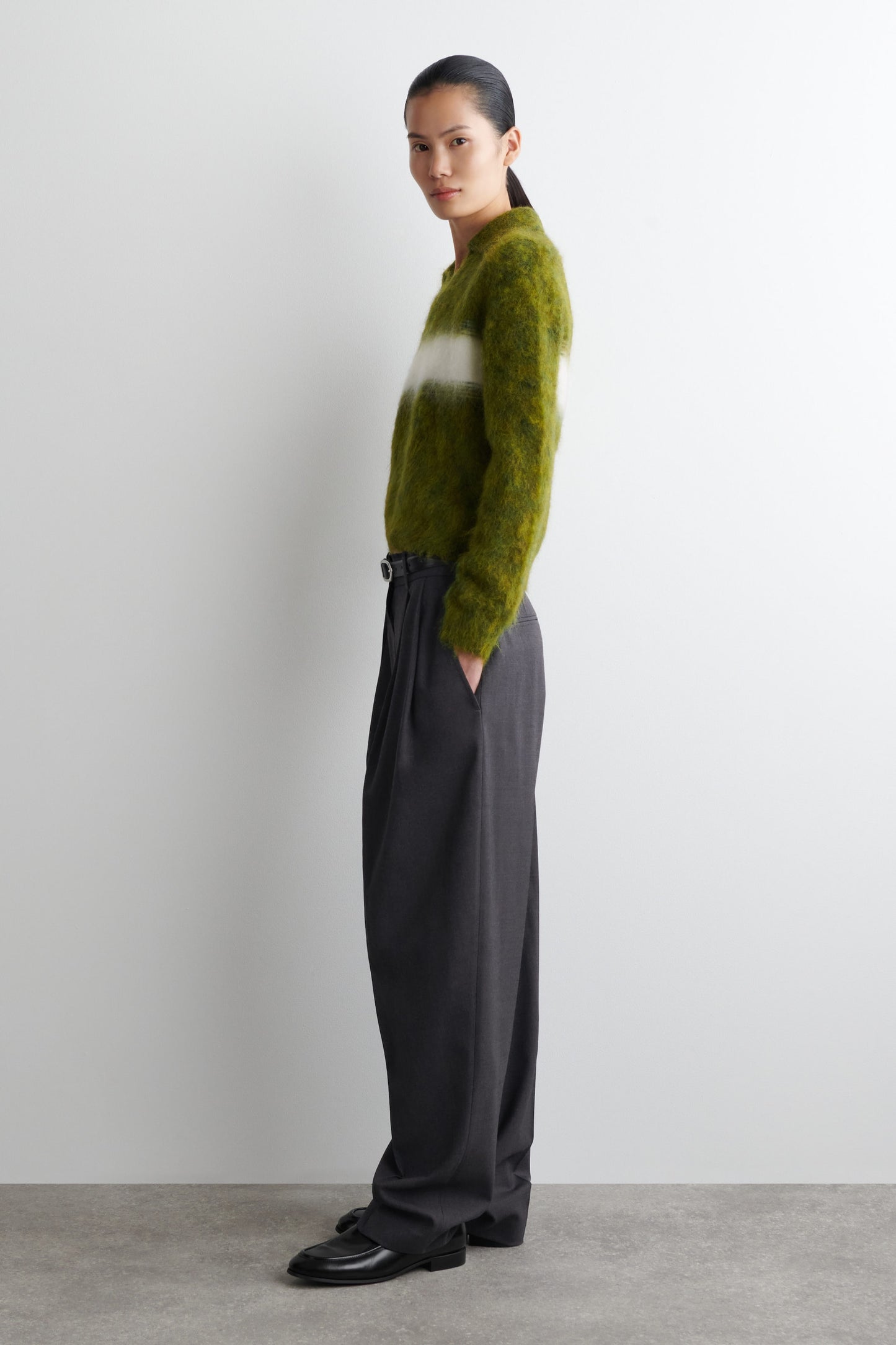 Striped Mohair-Blend Polo Jumper