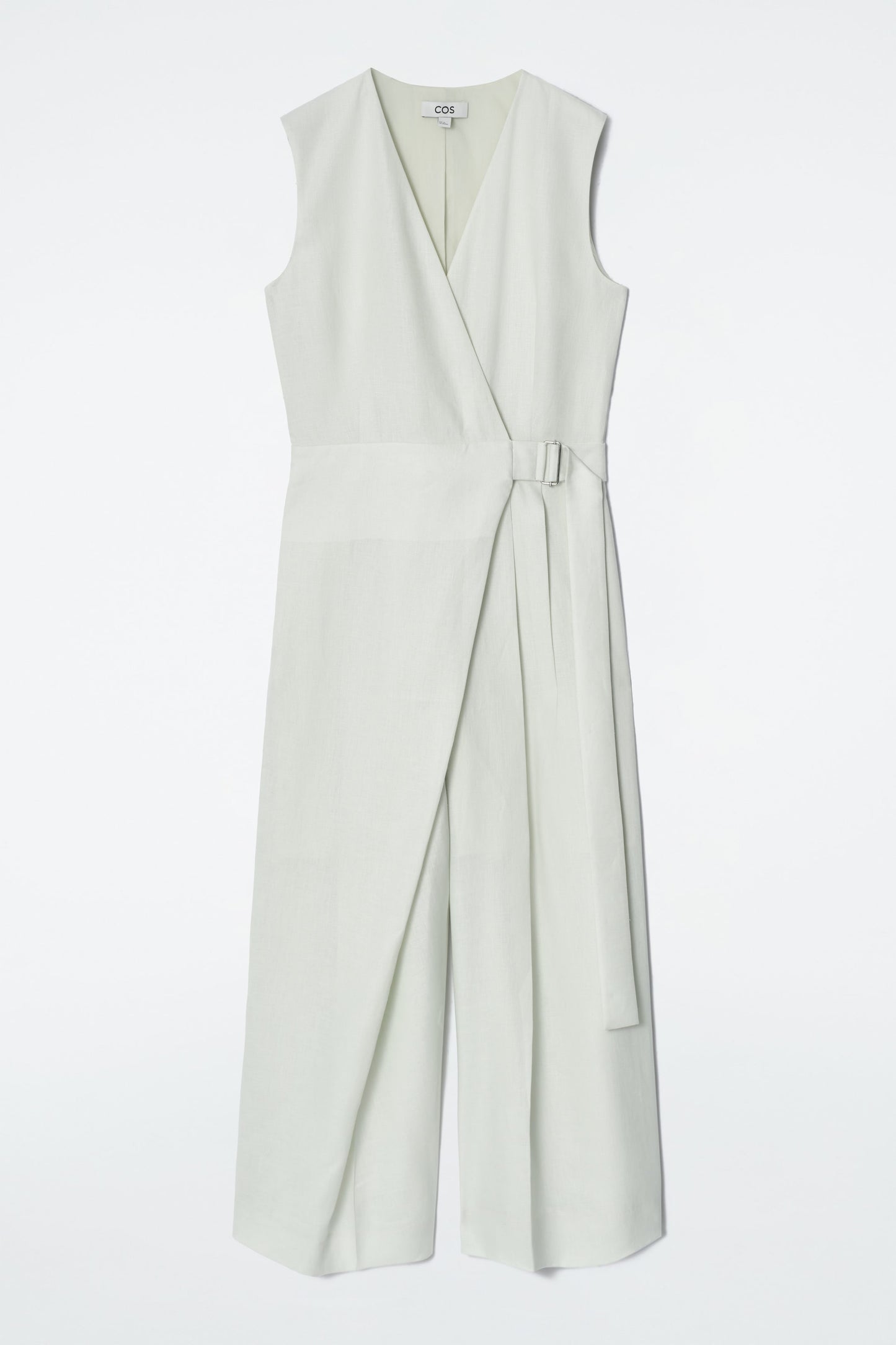 Wrap-Front Linen Jumpsuit